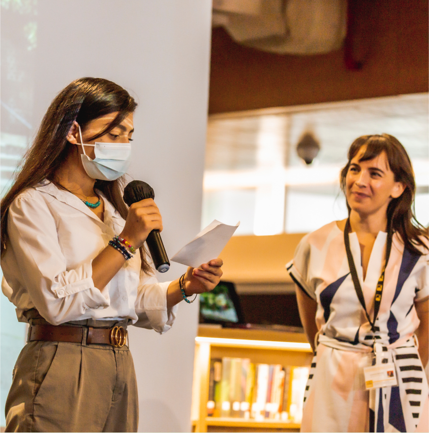 image of a woman presenting