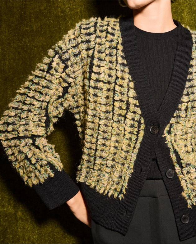 Image of a woman wearing the Rayna cardigan