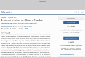 In search of principles for a theory of organisms