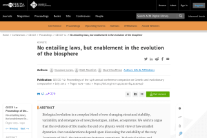 No entailing laws, but enablement in the evolution of the biosphere