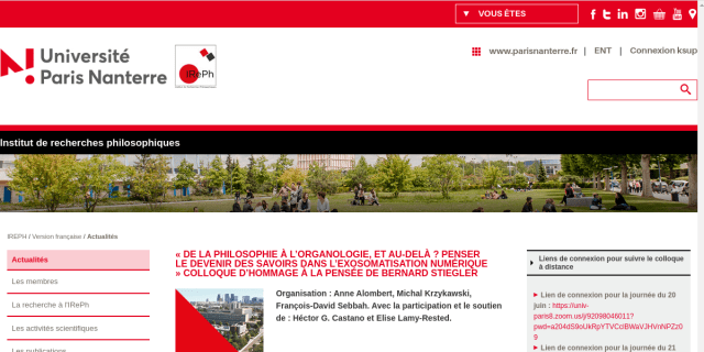 Cover slide from the talk “Organologie et biologie”