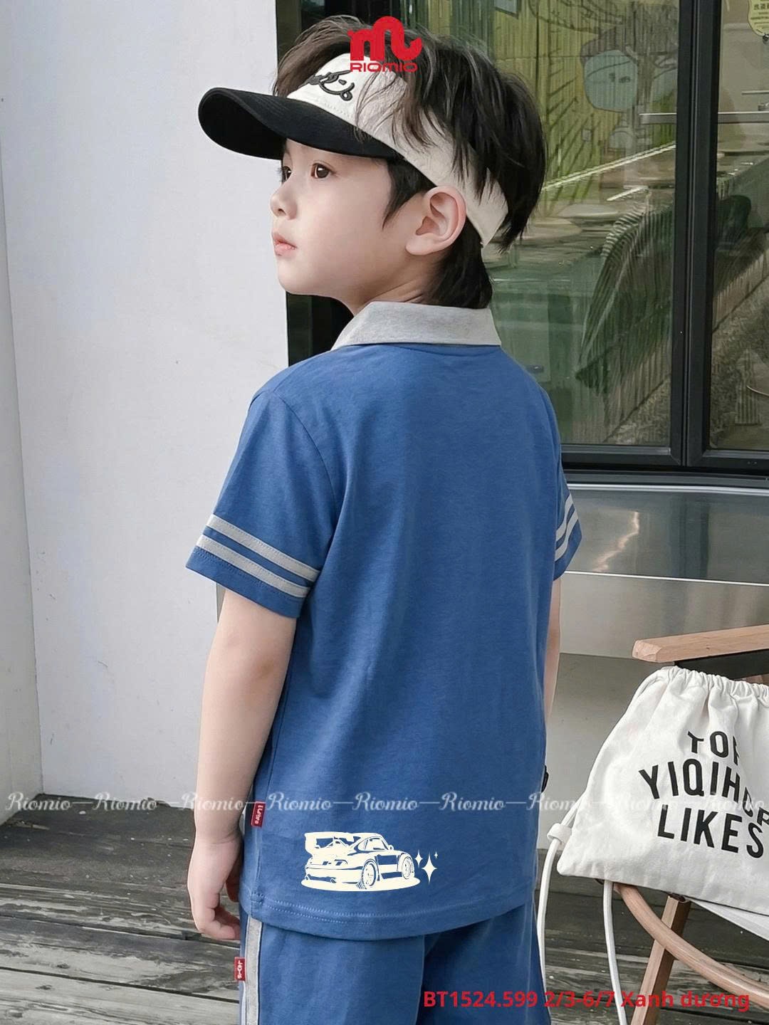 Bộ cotton in hình ô tô sau lưng bé trai (2–7 tuổi)