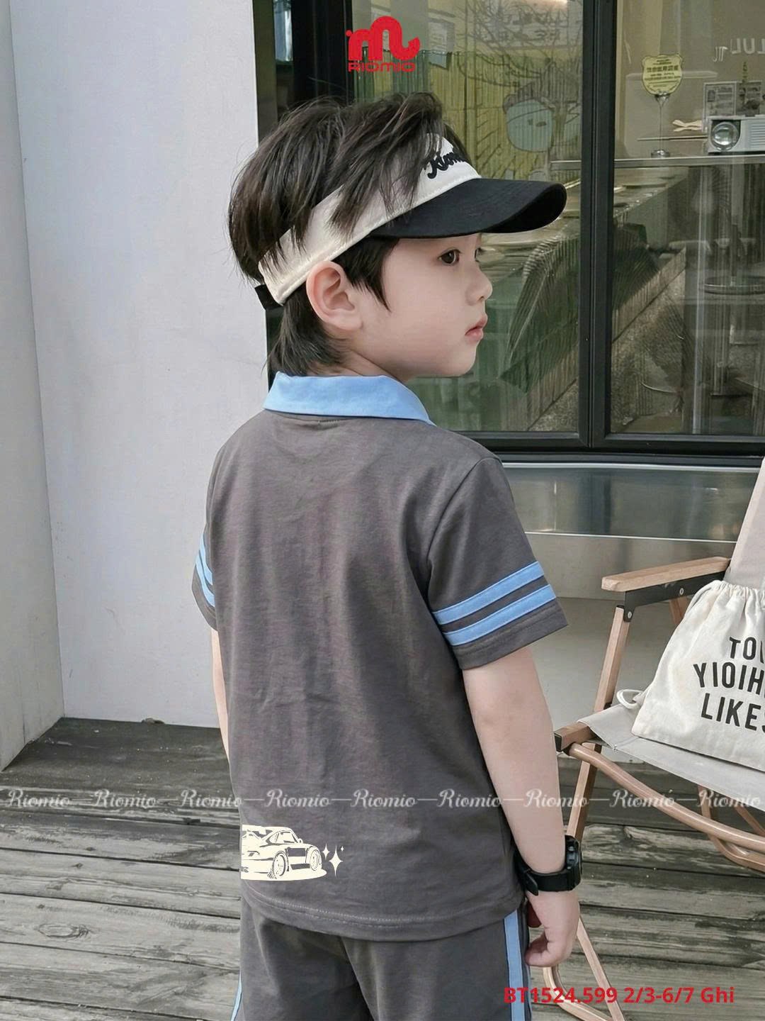 Bộ cotton in hình ô tô sau lưng bé trai (2–7 tuổi)