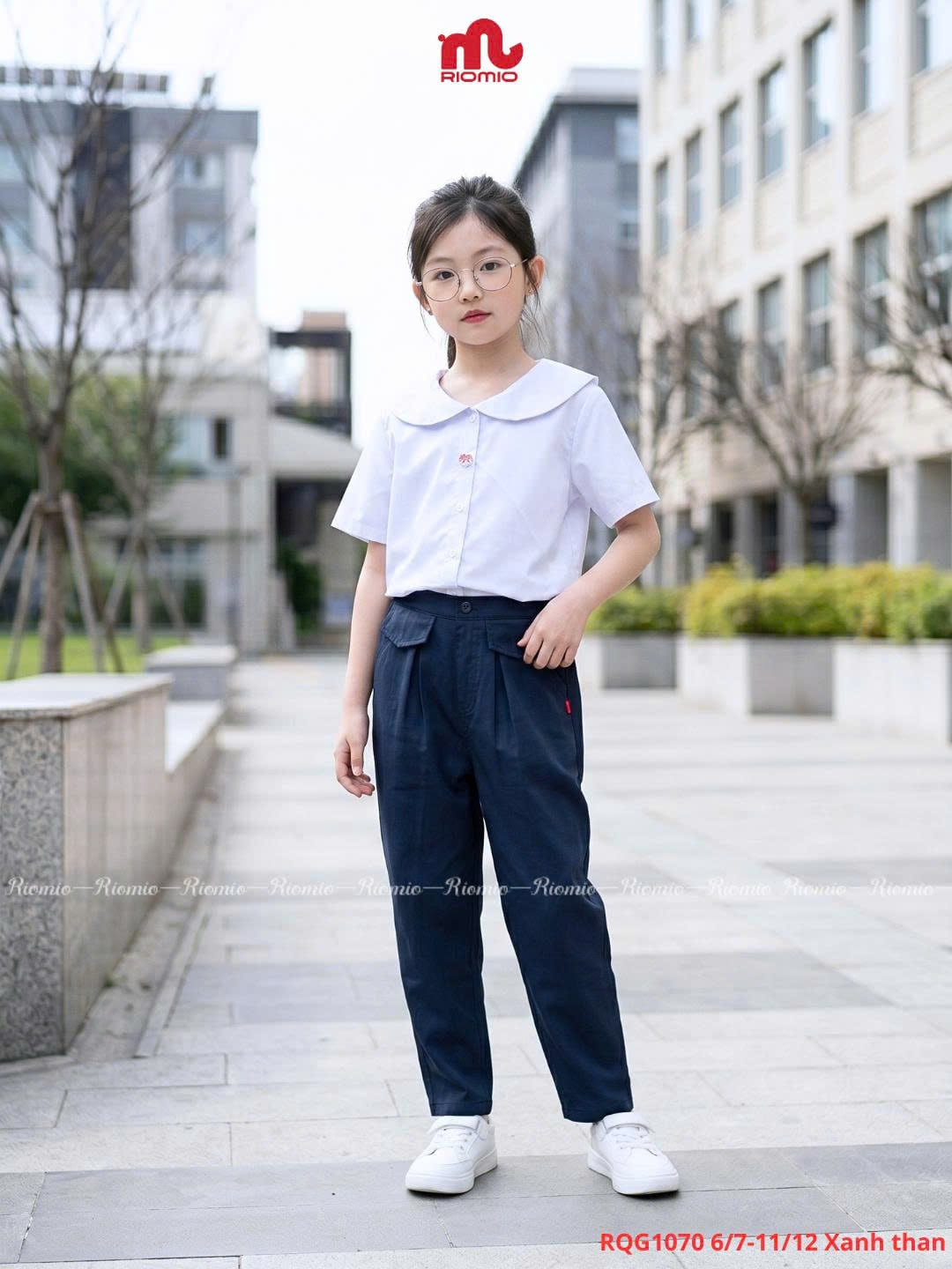 Quần kaki dài baggy lưng chun bé gái (6–12 tuổi)