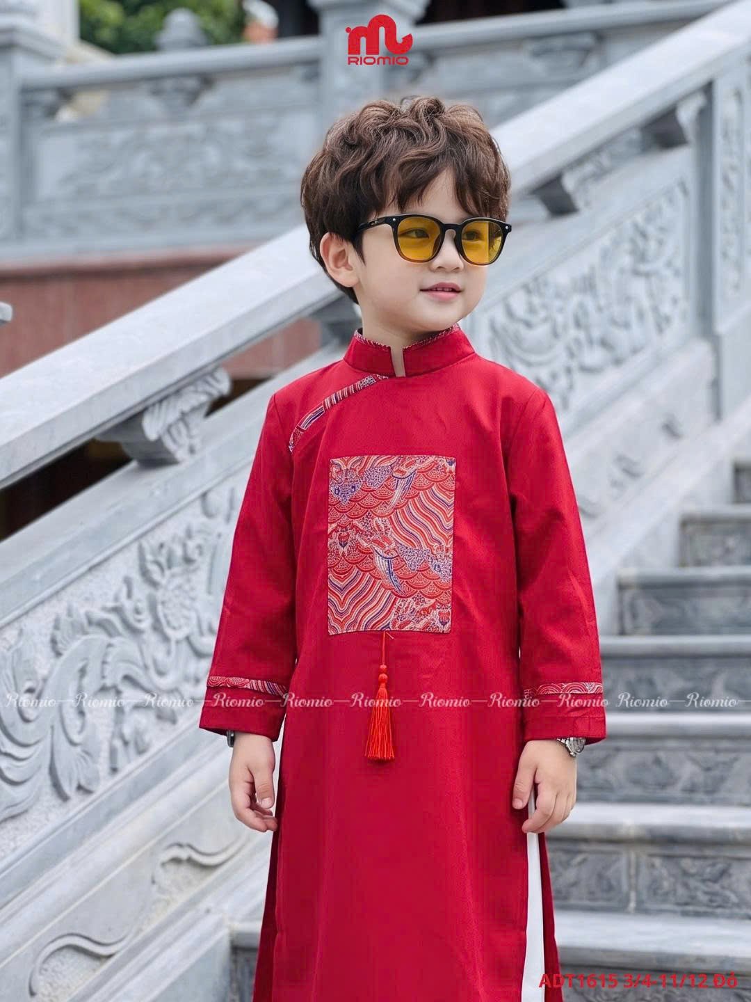 Áo dài cách tân phối tua rua bé trai (3–12 tuổi)