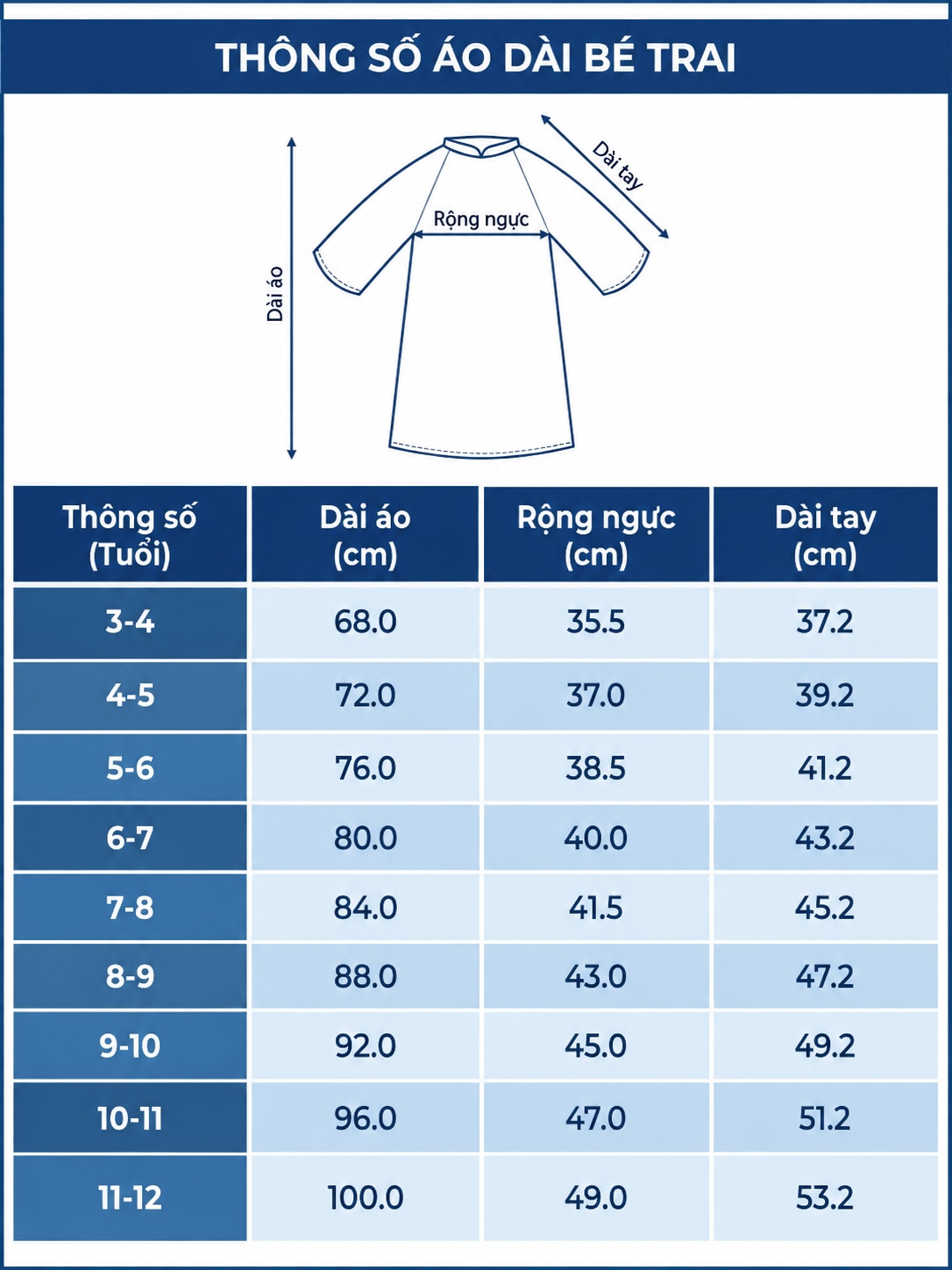 Áo dài cách tân phối tua rua bé trai (3–12 tuổi)