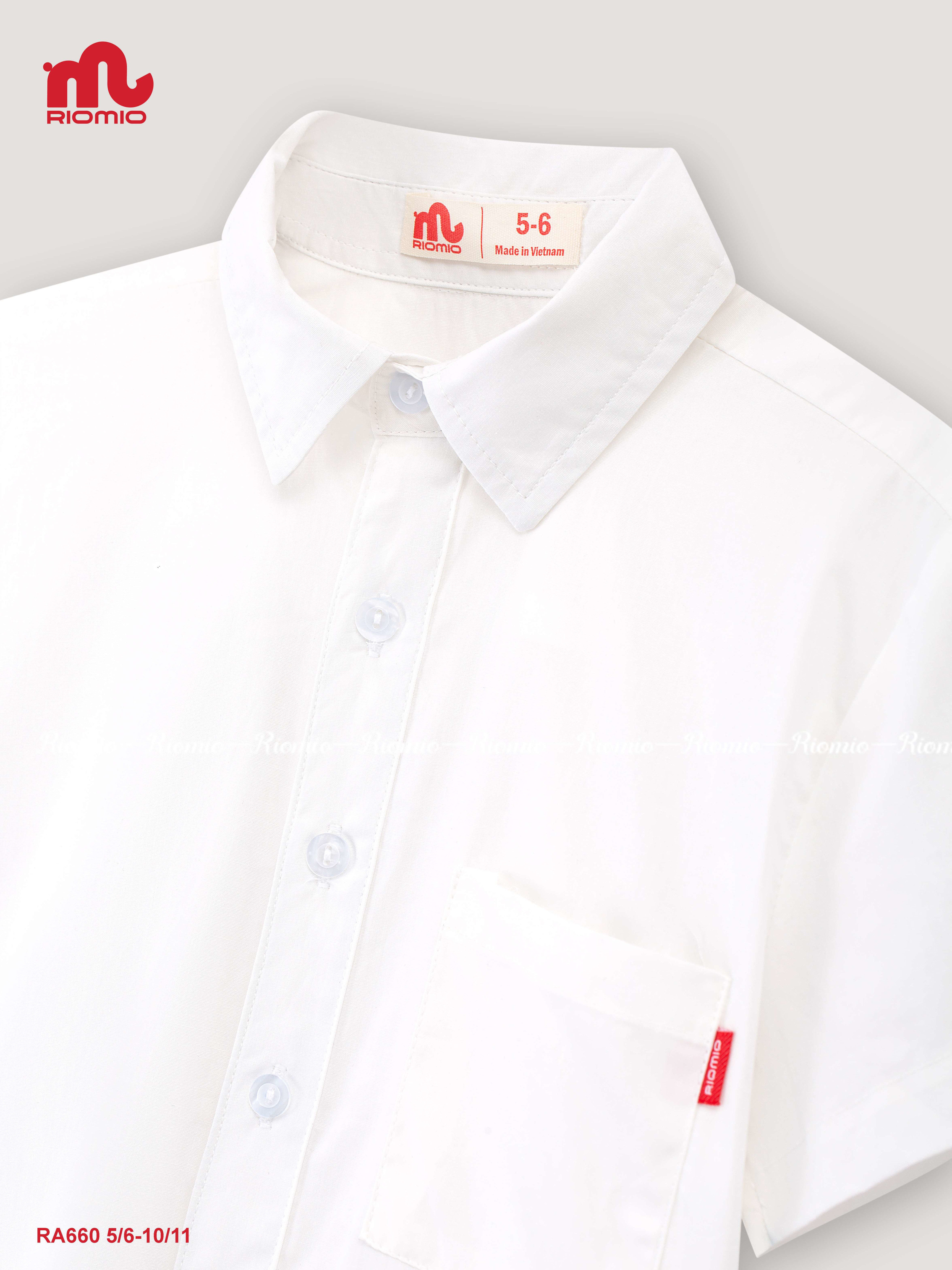 Sơ mi cộc tay vải thô bé trai (6–12 tuổi)