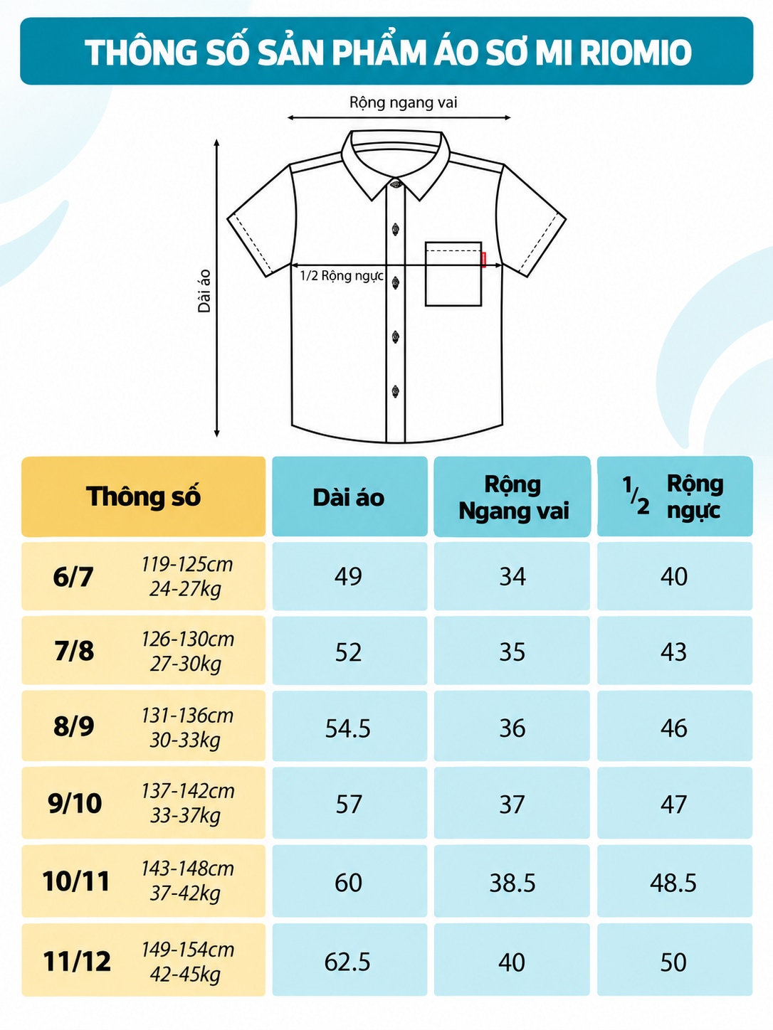 Sơ mi cộc tay vải thô bé trai (6–12 tuổi)