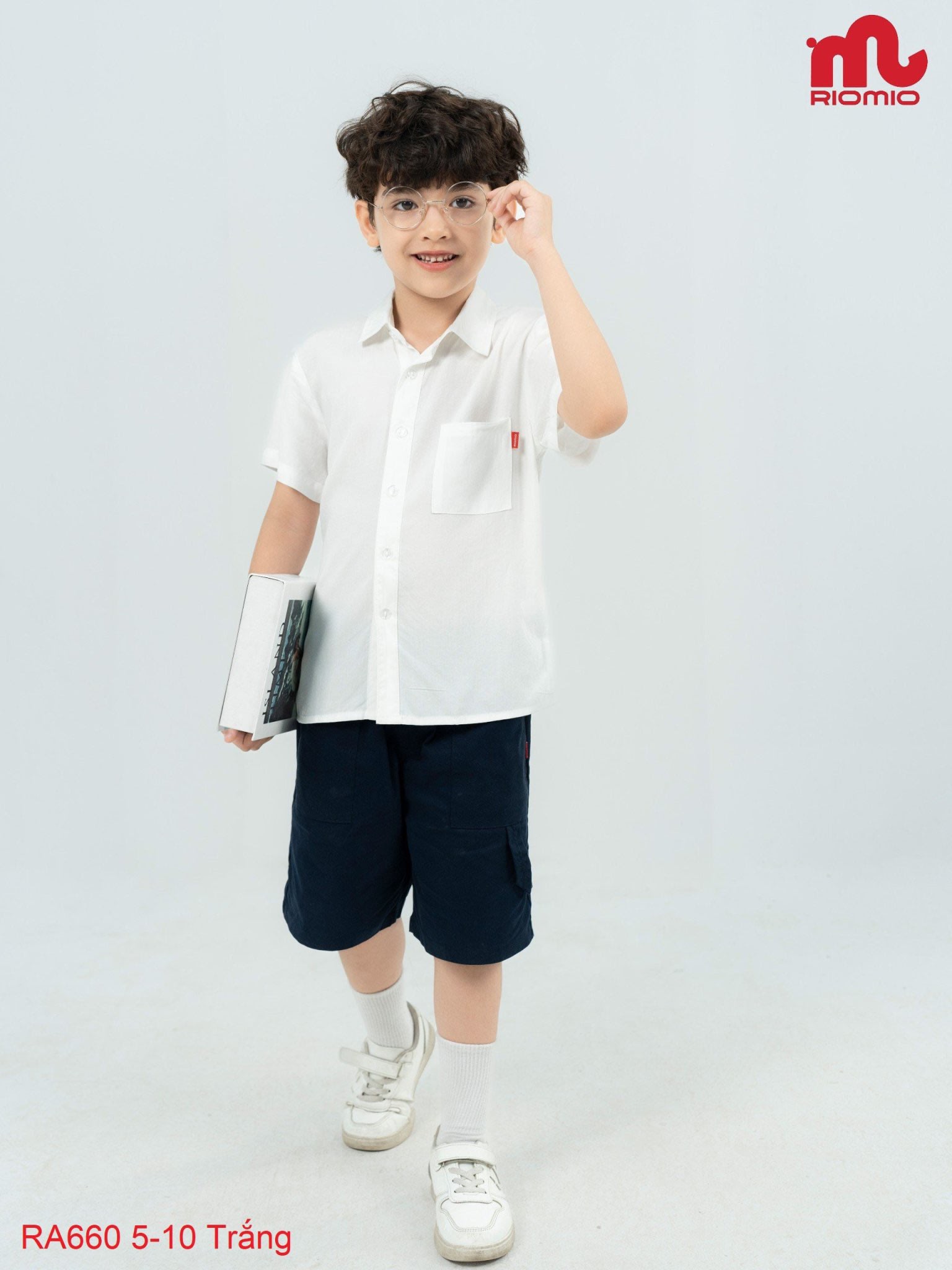 Sơ mi cộc tay vải thô bé trai (6–12 tuổi)