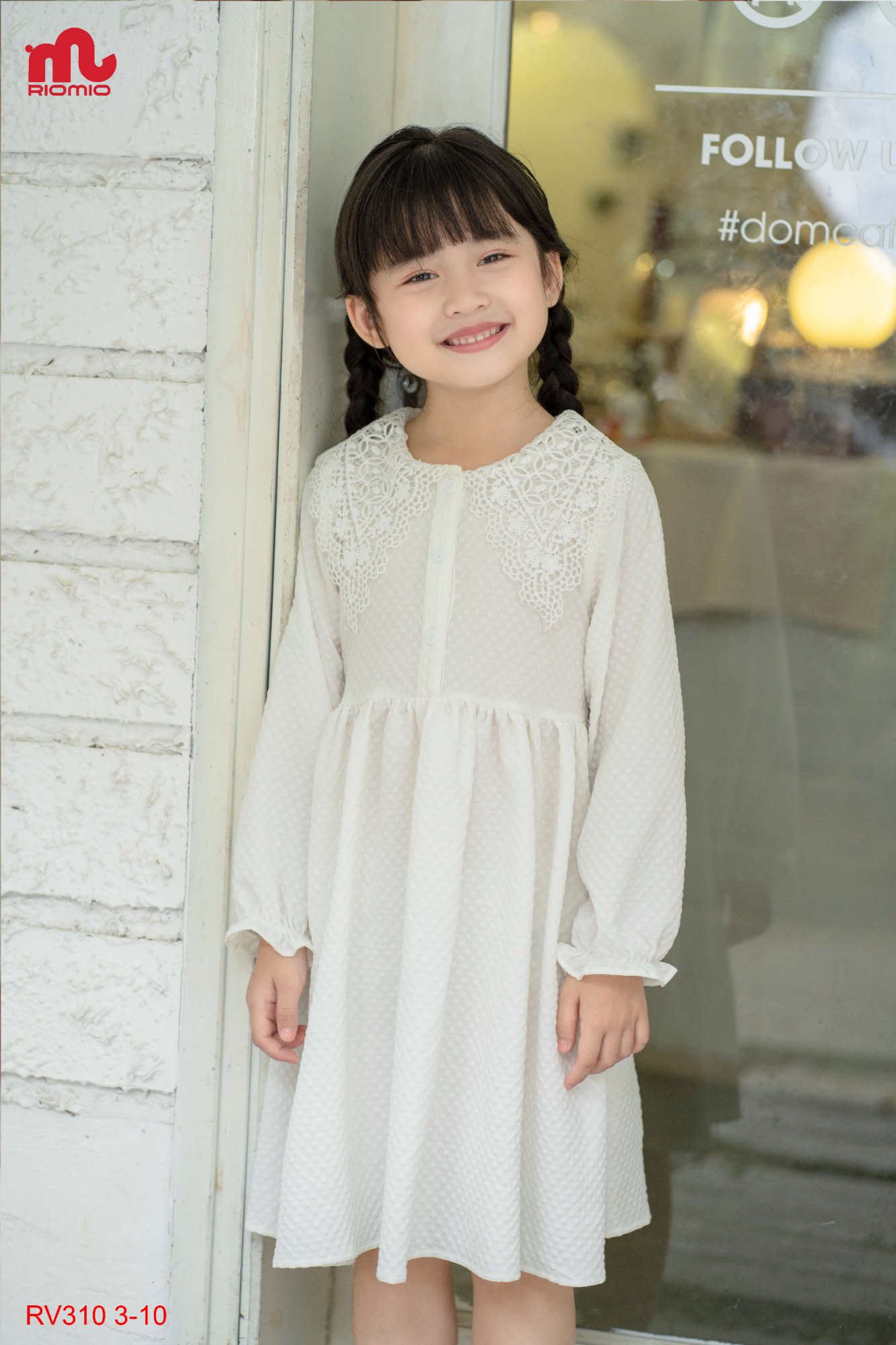 Váy xốp Louisa cổ ren bản to (3–11 tuổi)