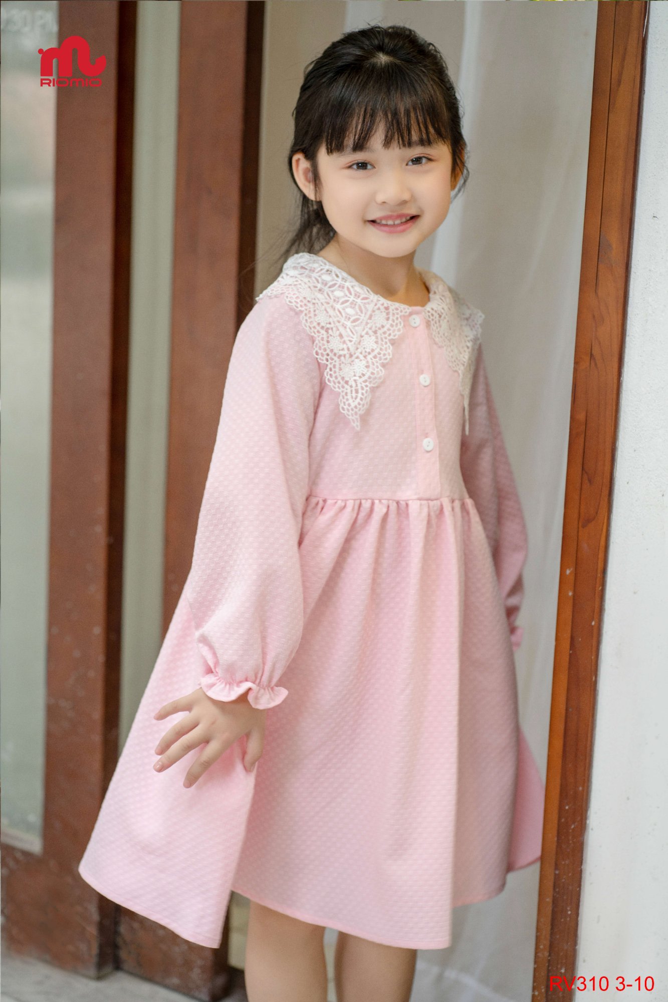 Váy xốp Louisa cổ ren bản to (3–11 tuổi)