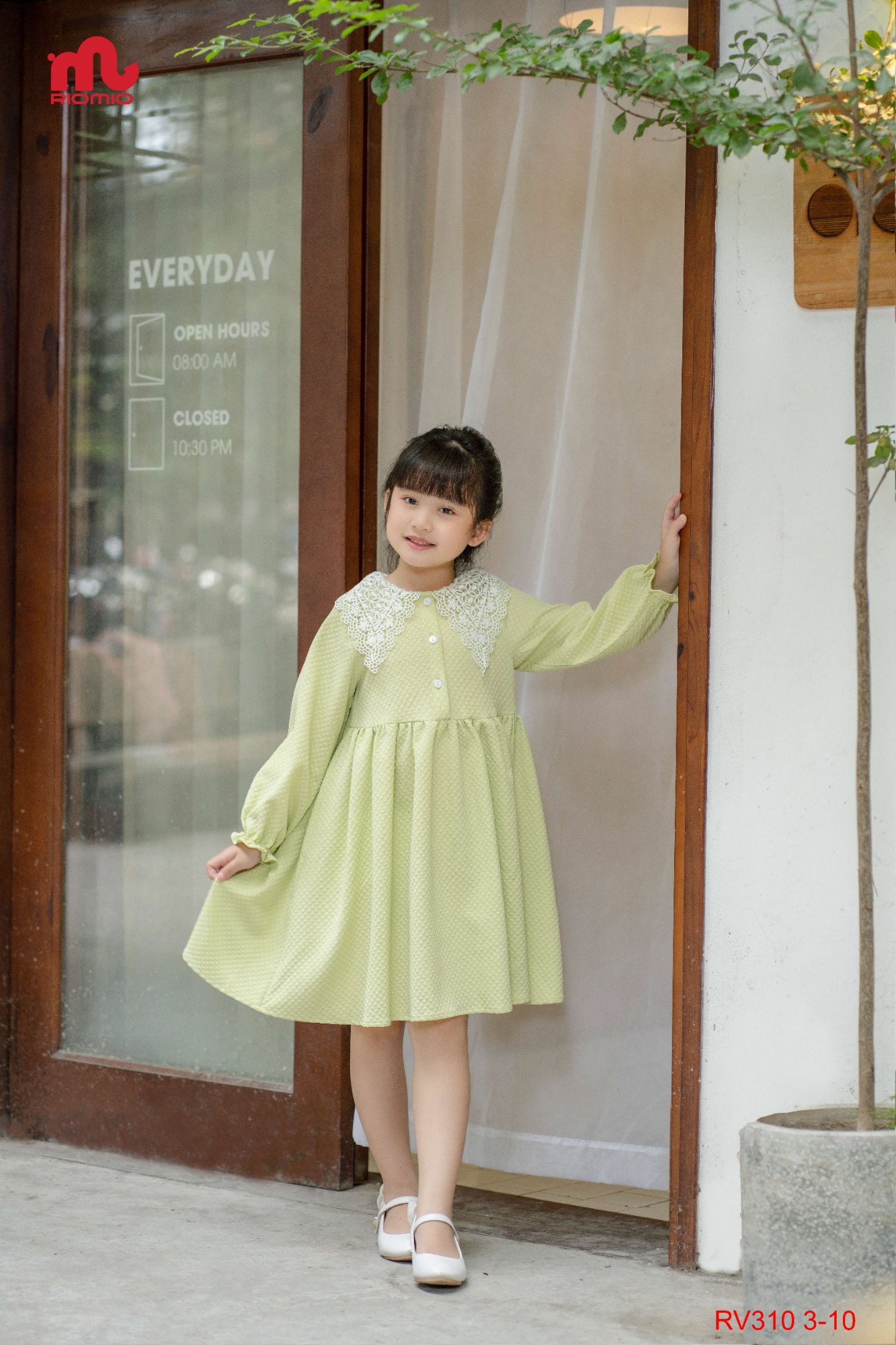 Váy xốp Louisa cổ ren bản to (3–11 tuổi)