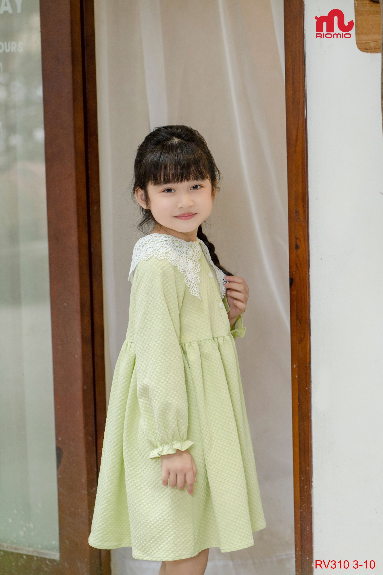 Váy xốp Louisa cổ ren bản to (3–11 tuổi)