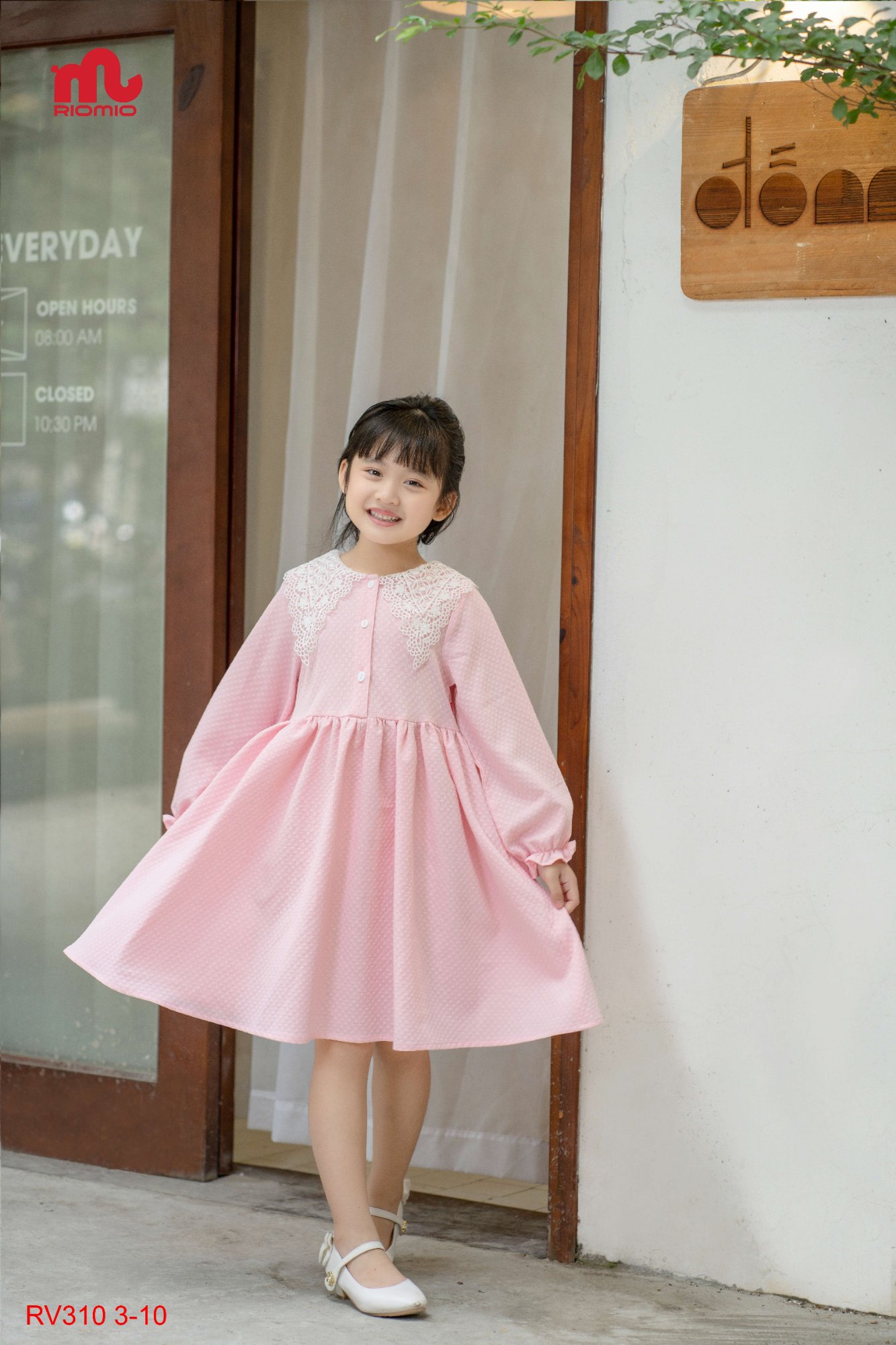 Váy xốp Louisa cổ ren bản to (3–11 tuổi)