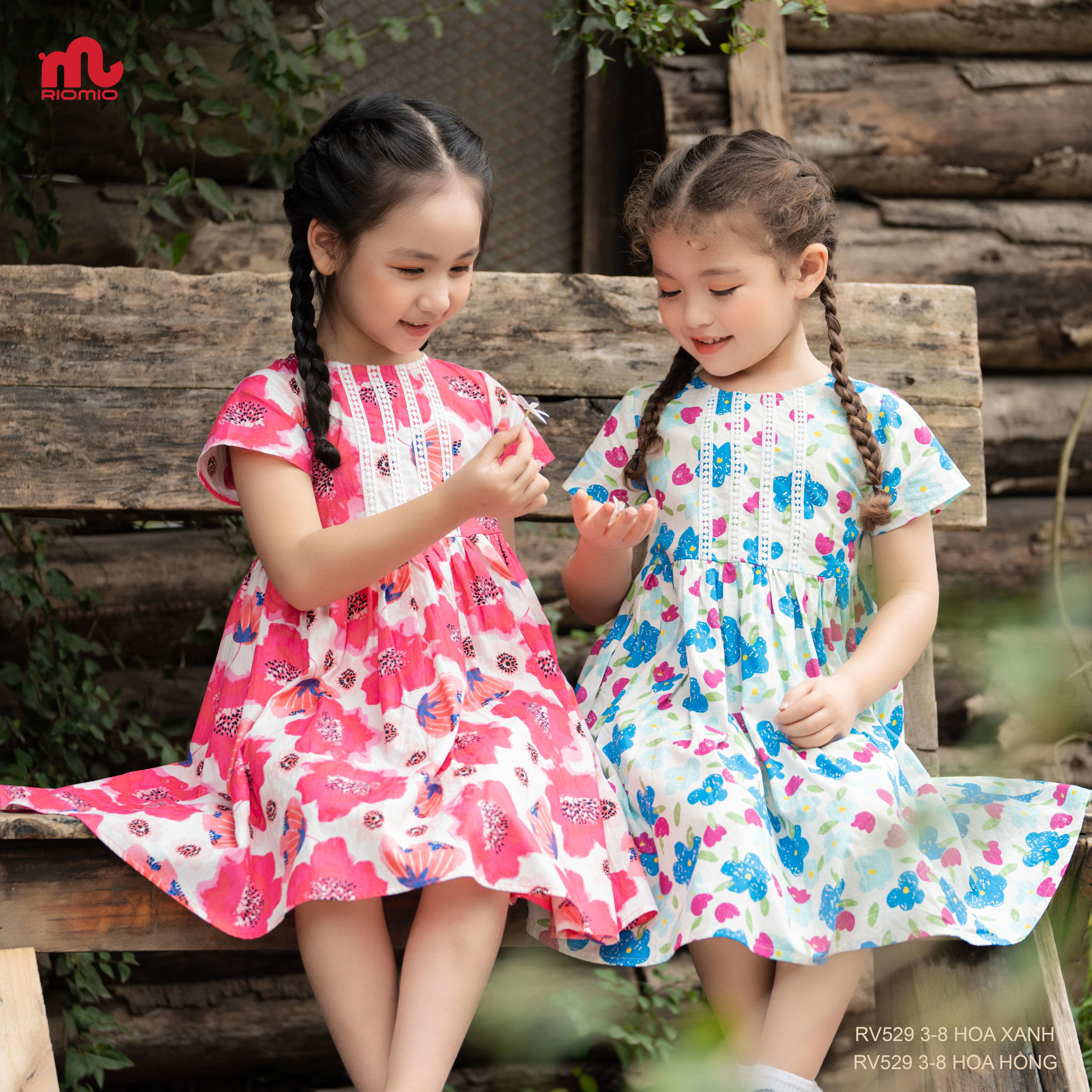 Váy thô hoa Hilary ren ngực kèm nơ (3–9 tuổi)