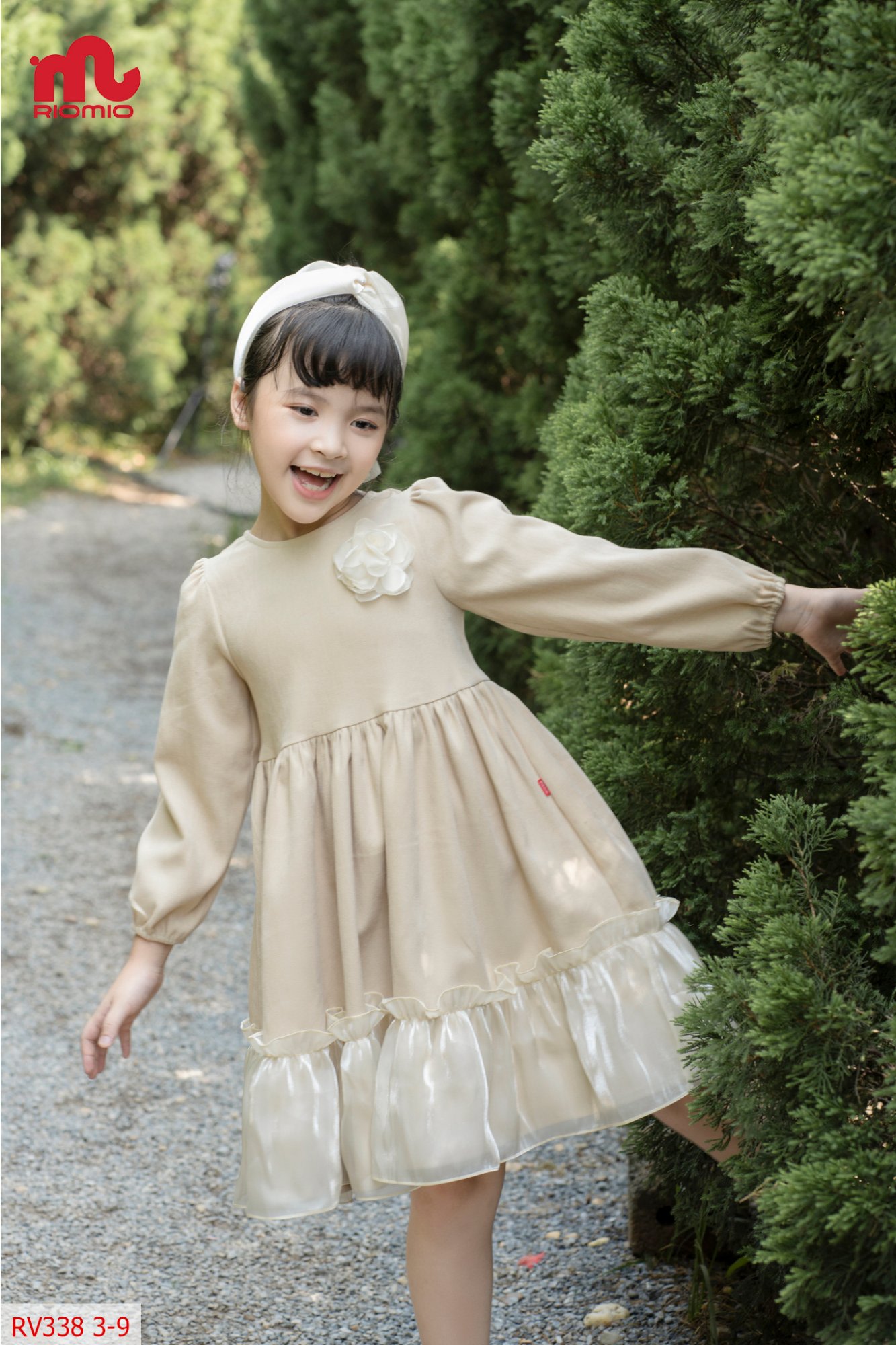 Váy nhung Eudora đính hoa phối tơ sống 3/4-9/10