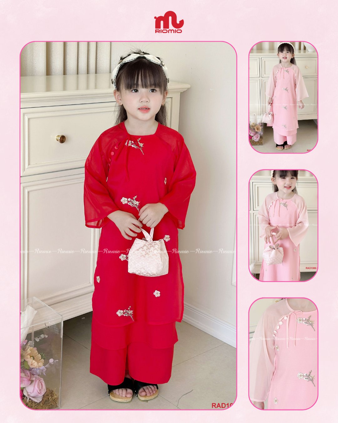 Áo dài BG tơ hoa Ngọc Lam 3 - 11 tuổi