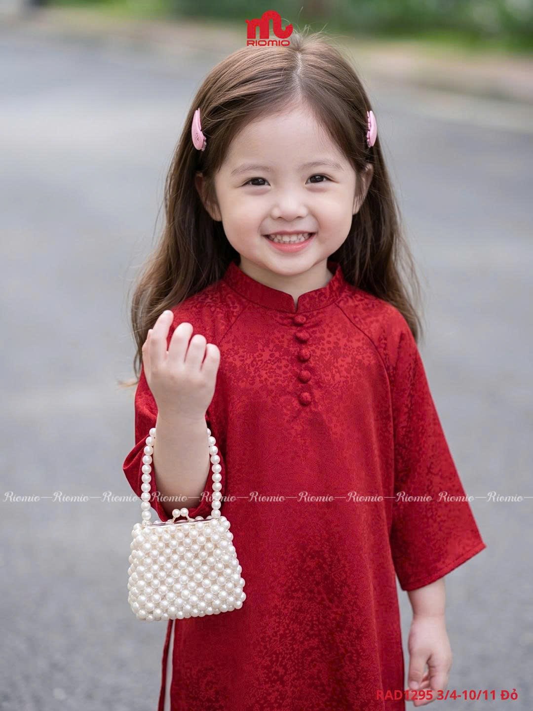 Áo dài Bé Gái Lụa Gấm Vân Mây 3-11 tuổi