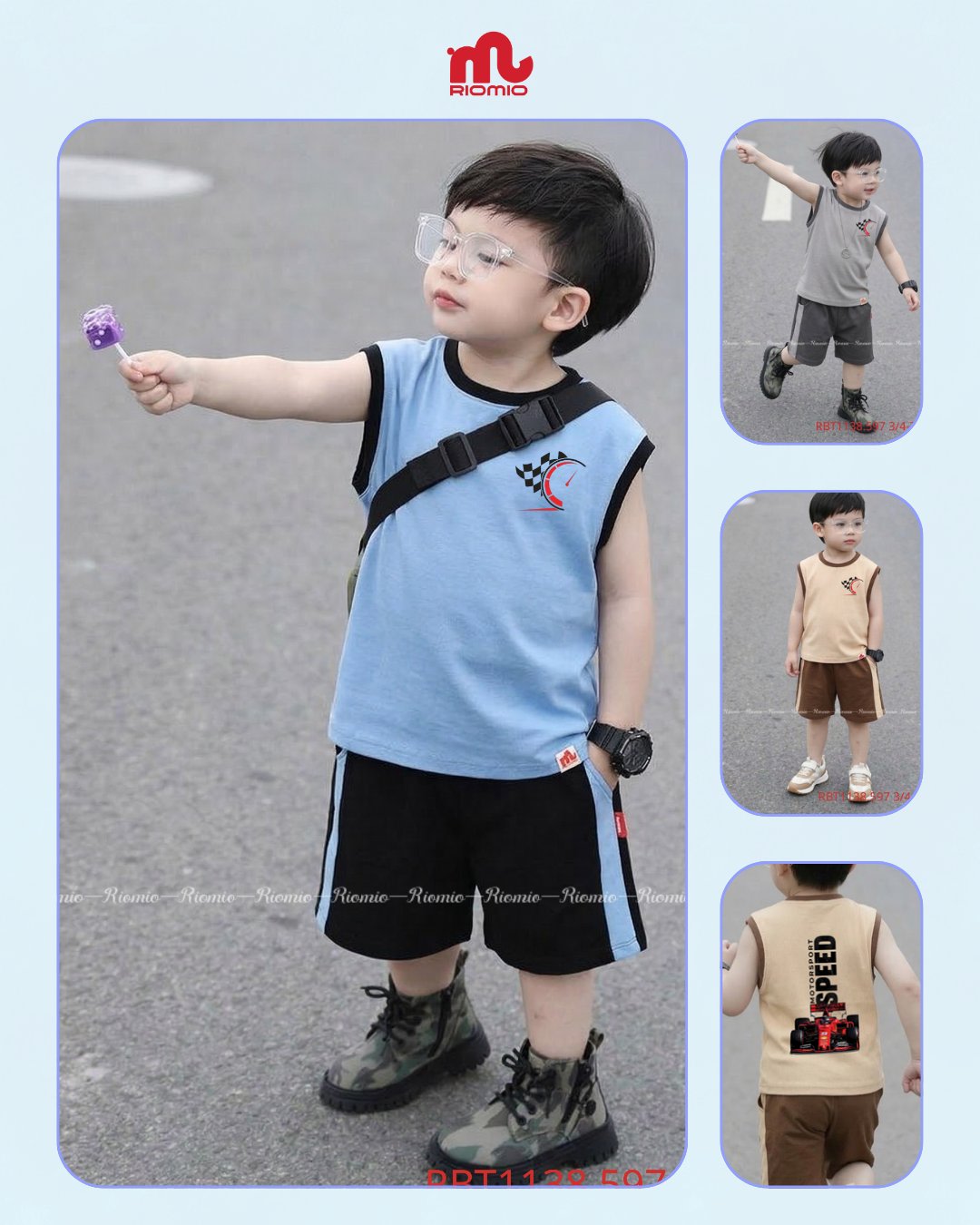Bộ cotton Bét trai sát nách 3-8 tuổi