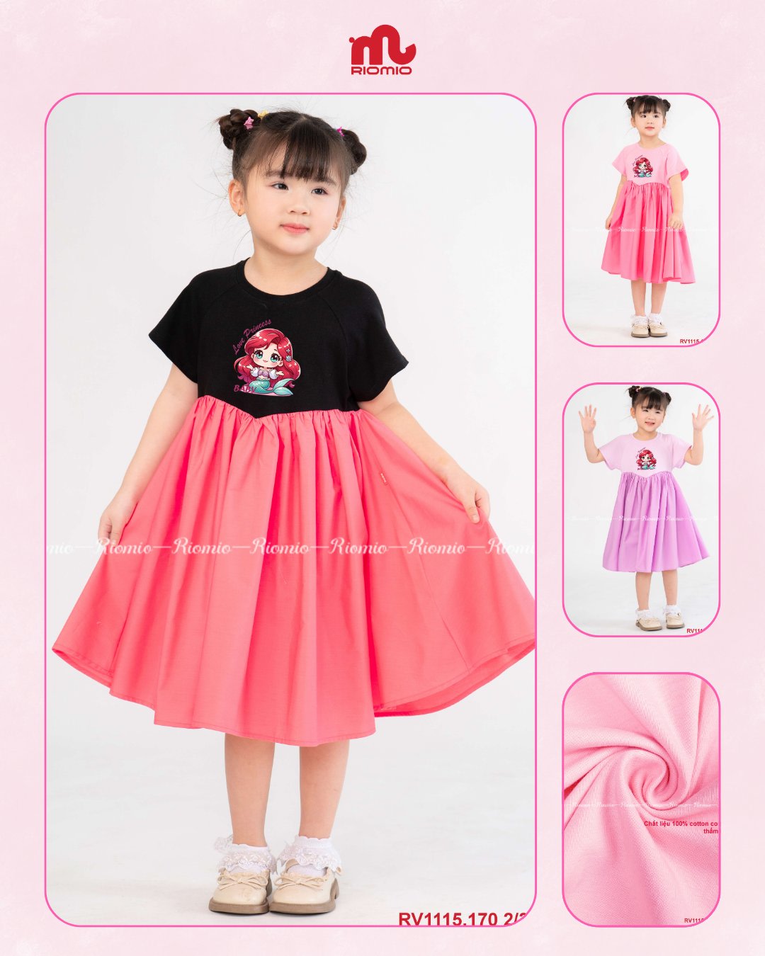 Váy cotton thô eo V 2-9 tuổi