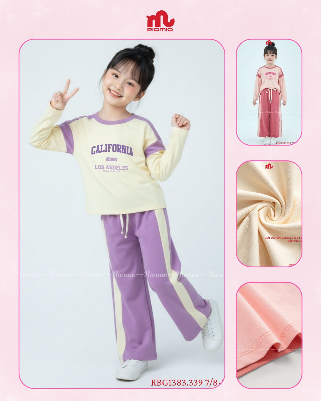 Bộ cotton dài Bé Gái 7-12 tuổi