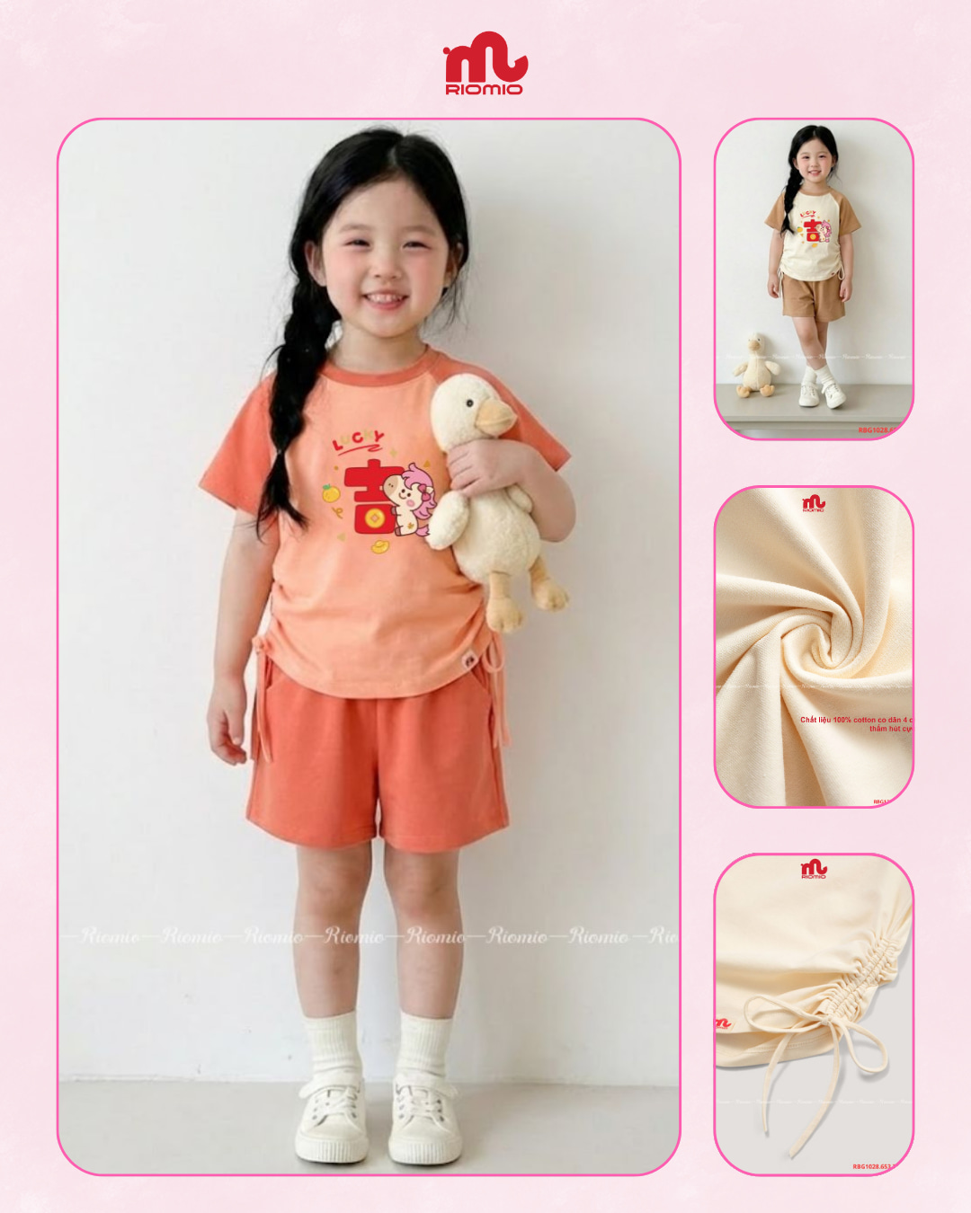 Bộ cotton cộc tay 3-8 tuổi