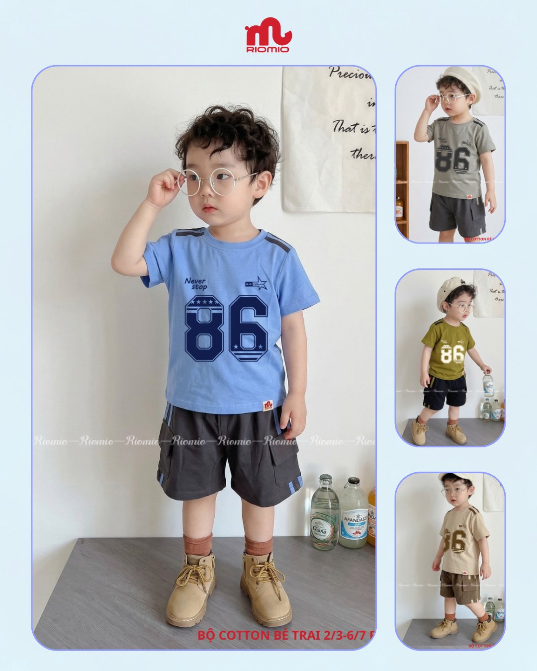 Bộ cotton bé trai 2-7 tuổi