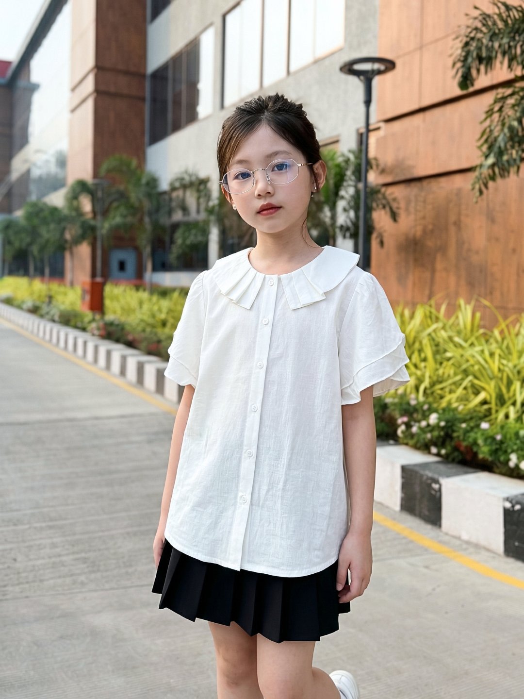 Sơ mi bé gái cộc tay 6-12 tuổi