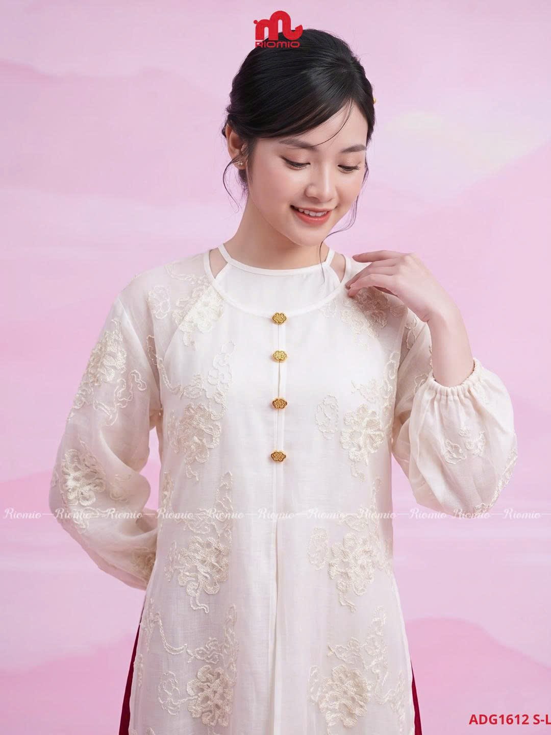 Áo dài mẹ/teen nữ phối cổ yếm S-L