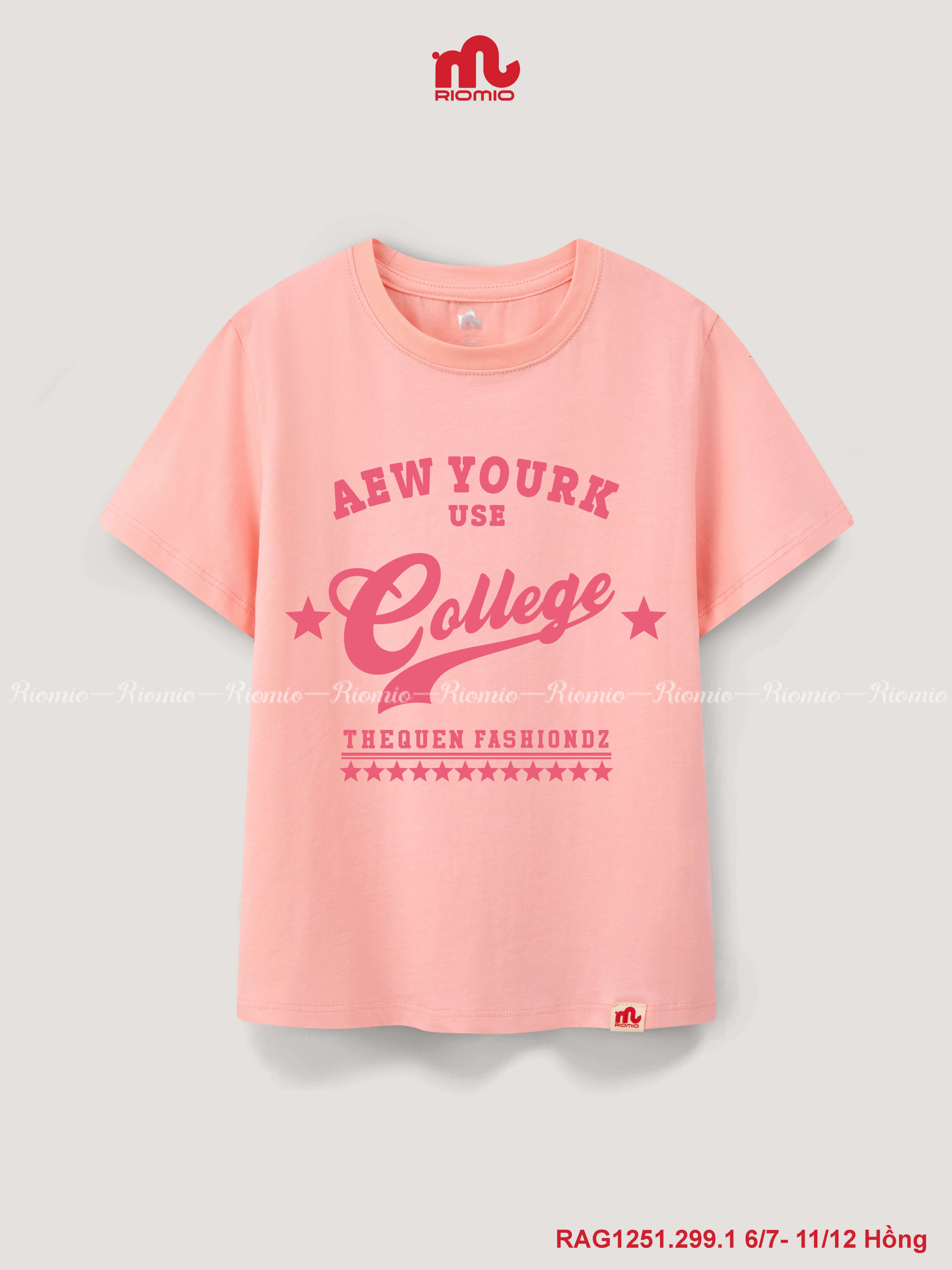 Áo phông cotton cộc tay mềm mịn bé gái 6–12 tuổi