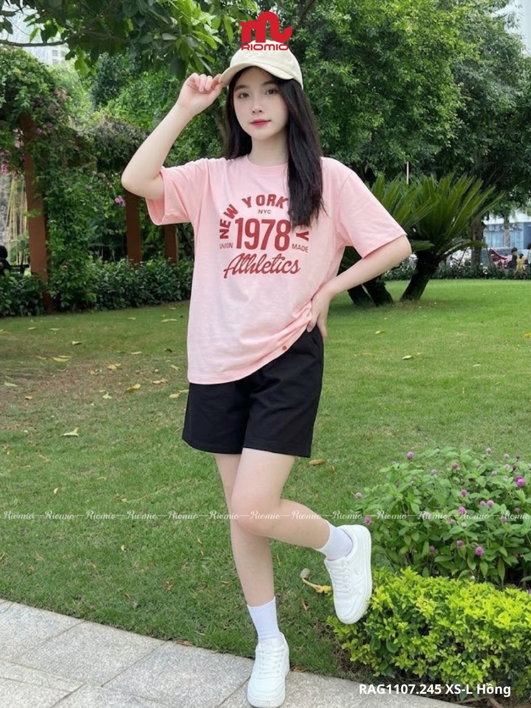 Áo phông cộc tay phom rộng in hình cho bé gái tuổi teen