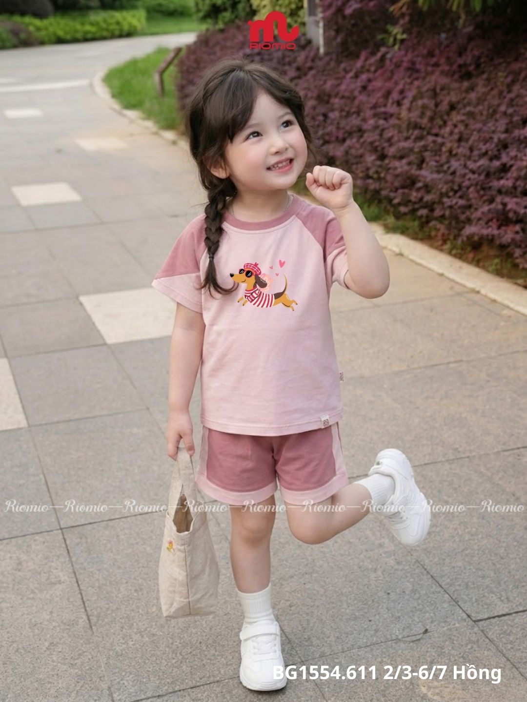 Bộ cộc tay bé gái vải cotton thấm hút mồ hôi 2–7 tuổi