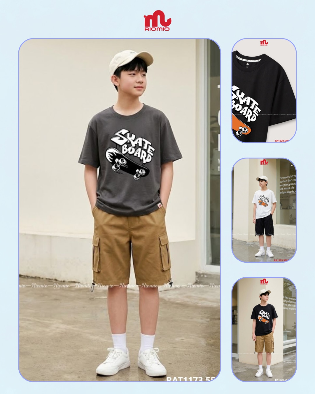 Áo phông cotton basic tay trễ in hình bé trai teen size XS–L