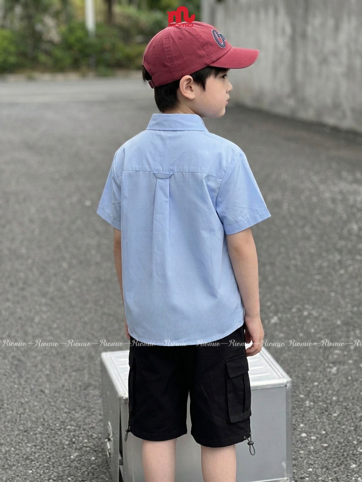 Áo sơ mi cộc tay vải modal chống nhăn bé trai 6–12 tuổi