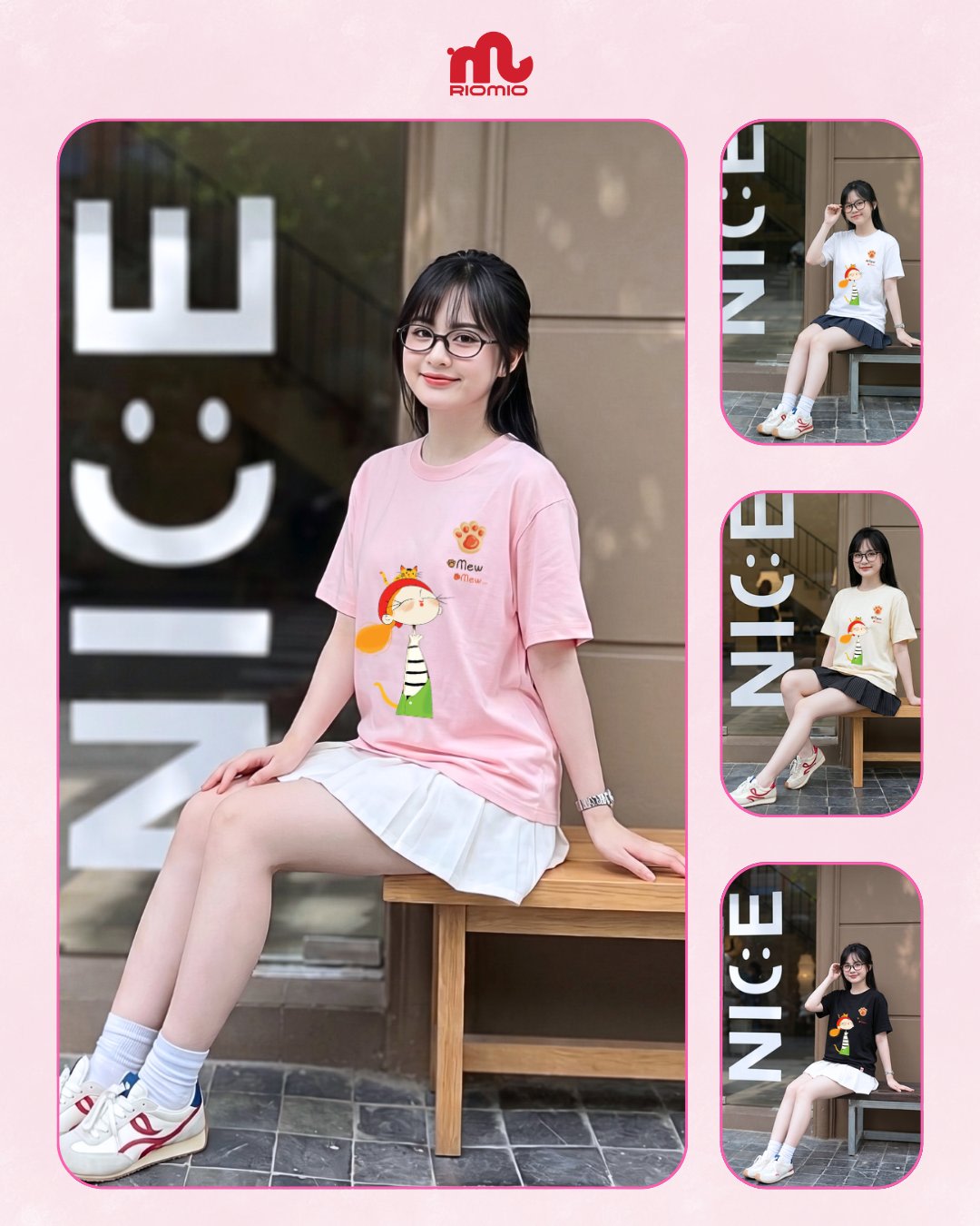 Áo phông cotton tay trễ in hình cho bé gái tuổi teen