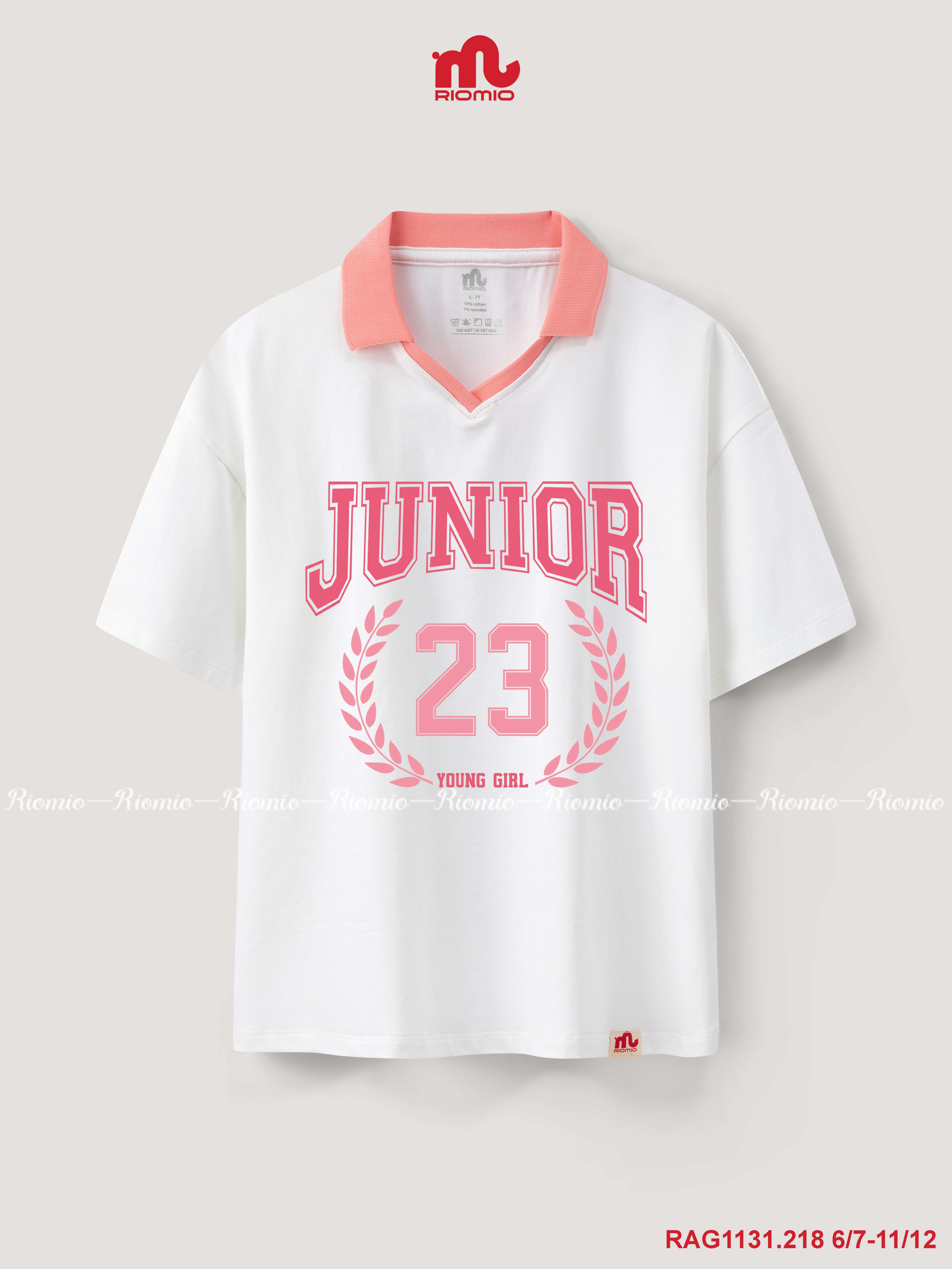 Áo polo cotton in hình bé gái 6–12 tuổi
