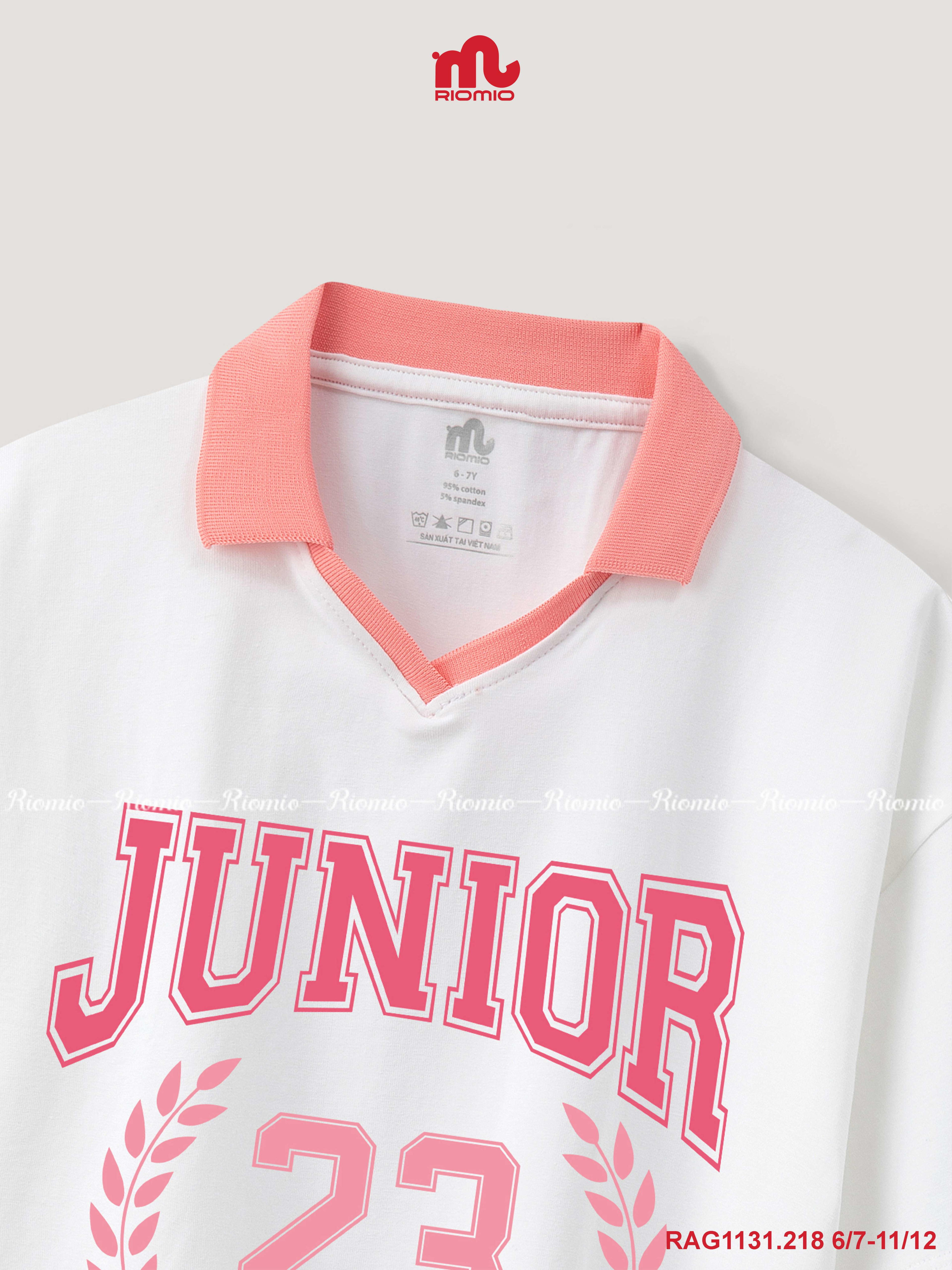 Áo polo cotton in hình bé gái 6–12 tuổi
