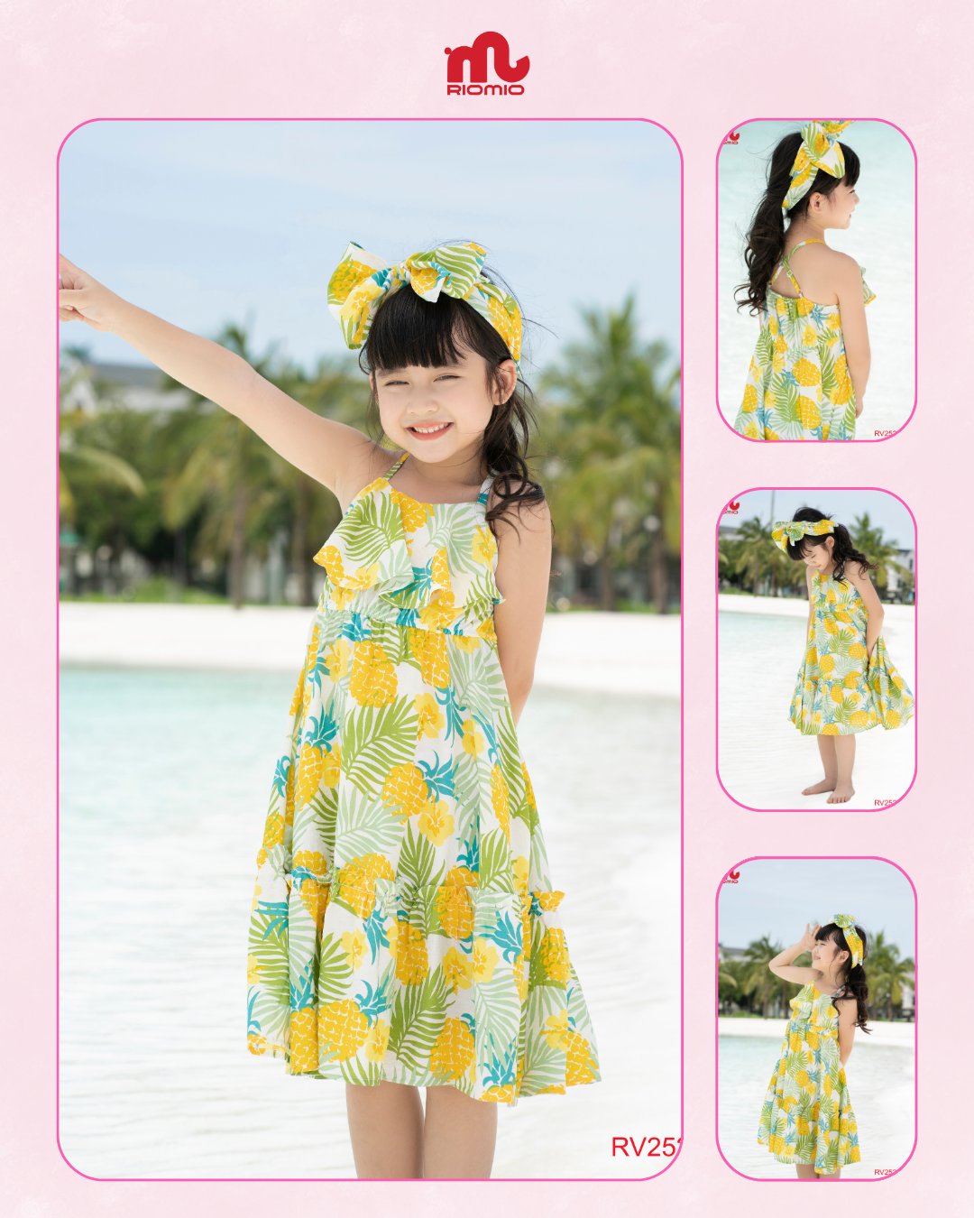Váy maxi đi biển đũi tơ hoa hai dây bé gái size 9/10