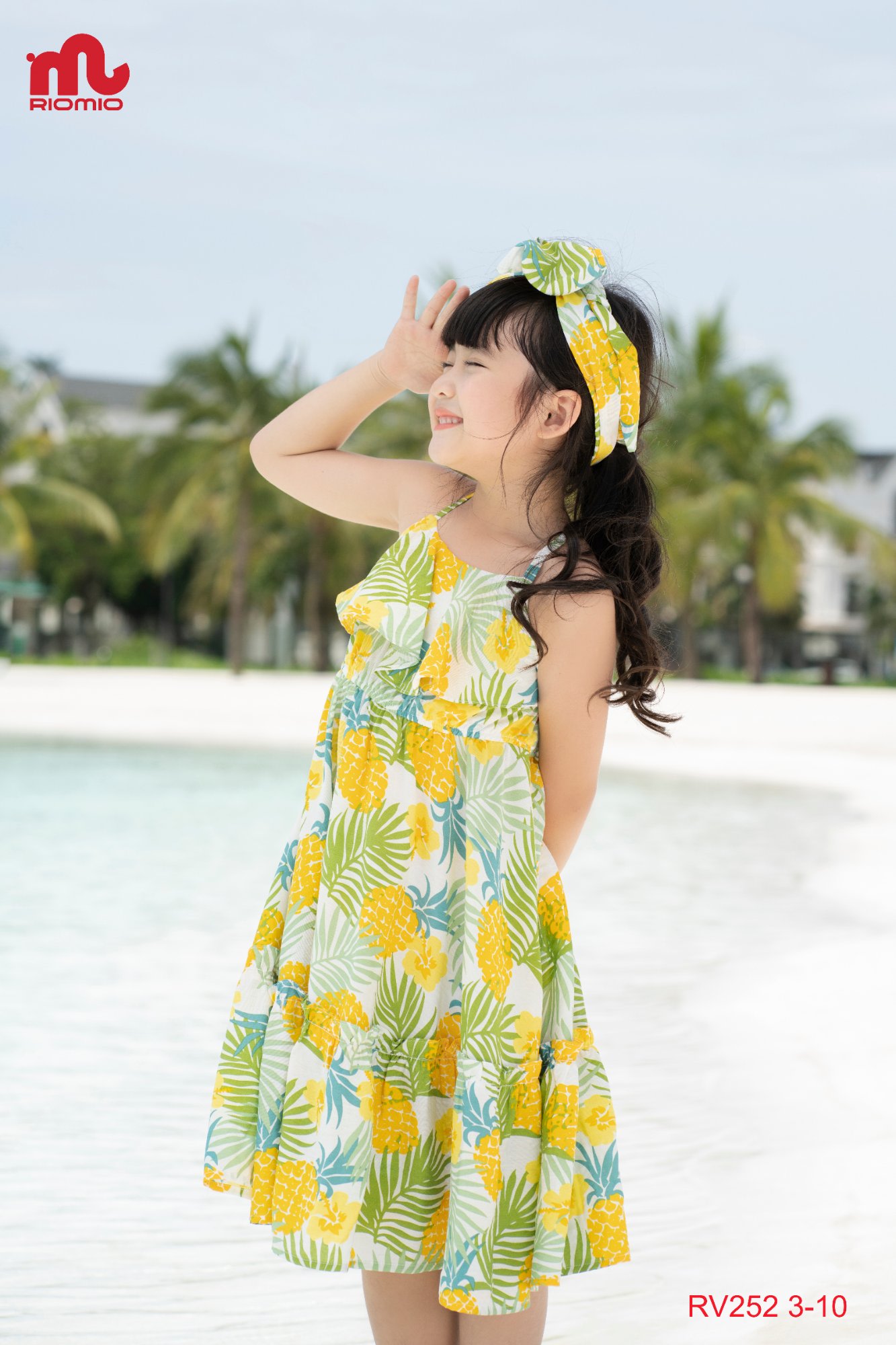 Váy maxi đi biển đũi tơ hoa hai dây bé gái size 9/10