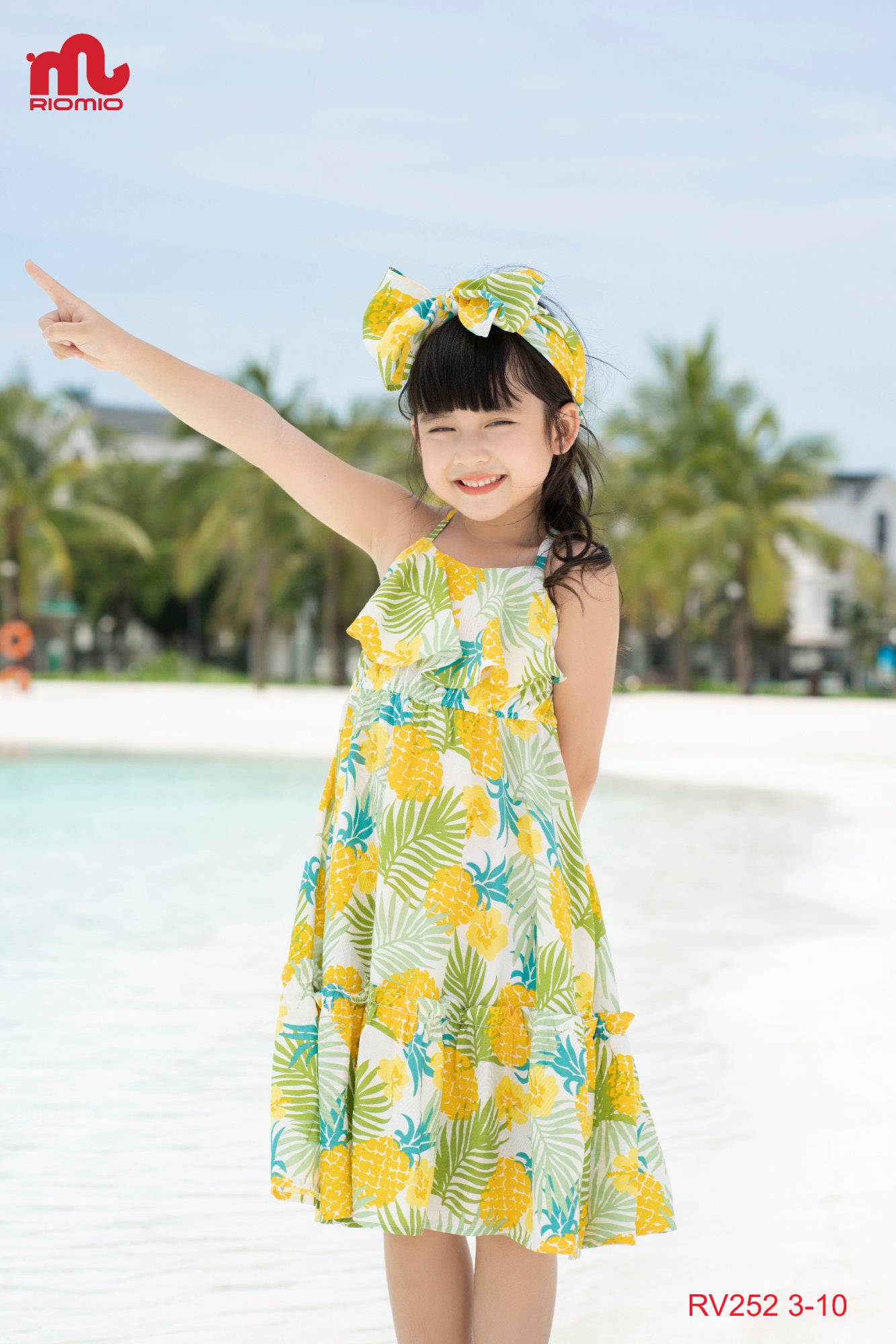 Váy maxi đi biển đũi tơ hoa hai dây bé gái size 9/10
