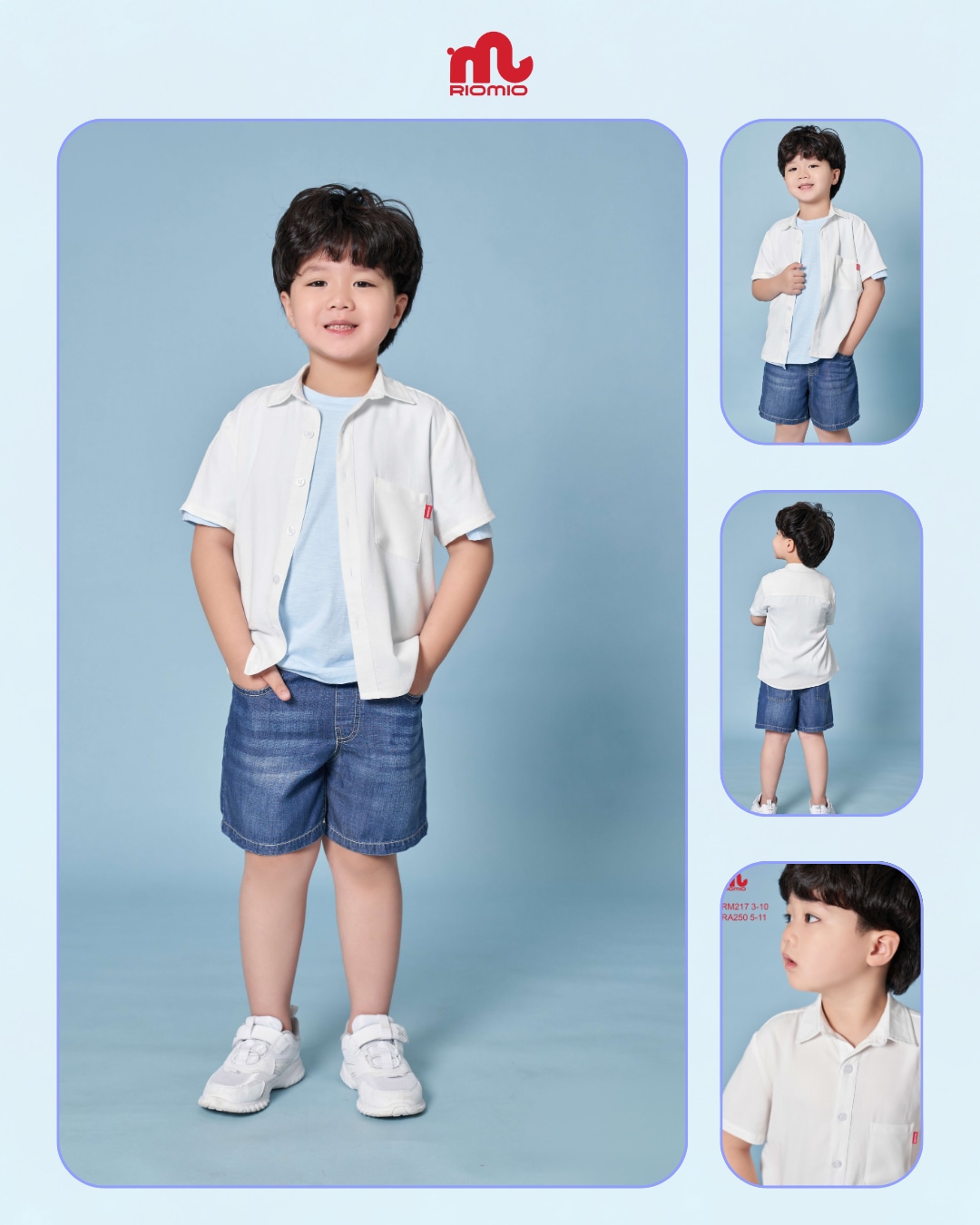 Áo sơ mi cộc tay Uranus dáng cơ bản bé trai size 8/9