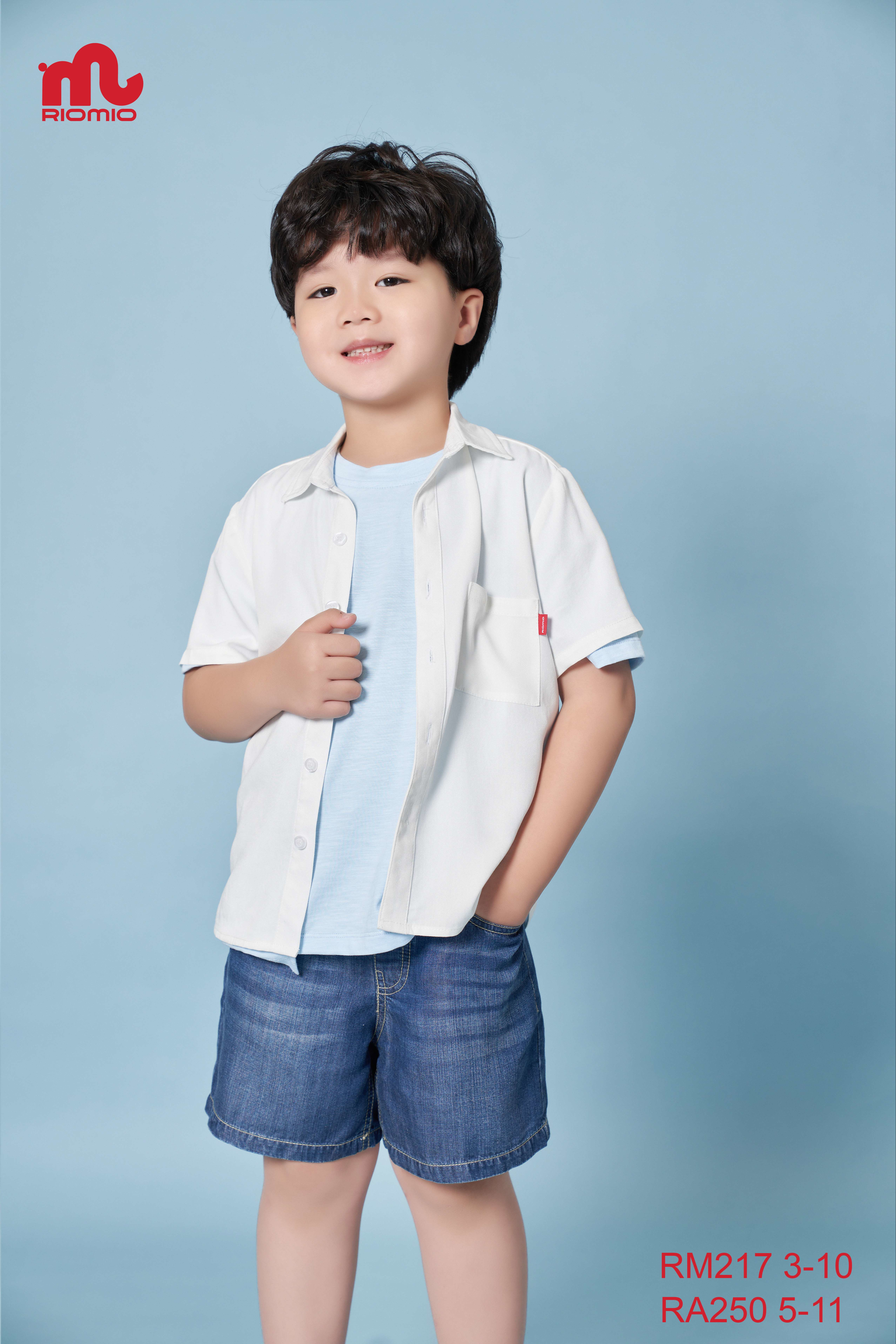 Áo sơ mi cộc tay Uranus dáng cơ bản bé trai size 8/9