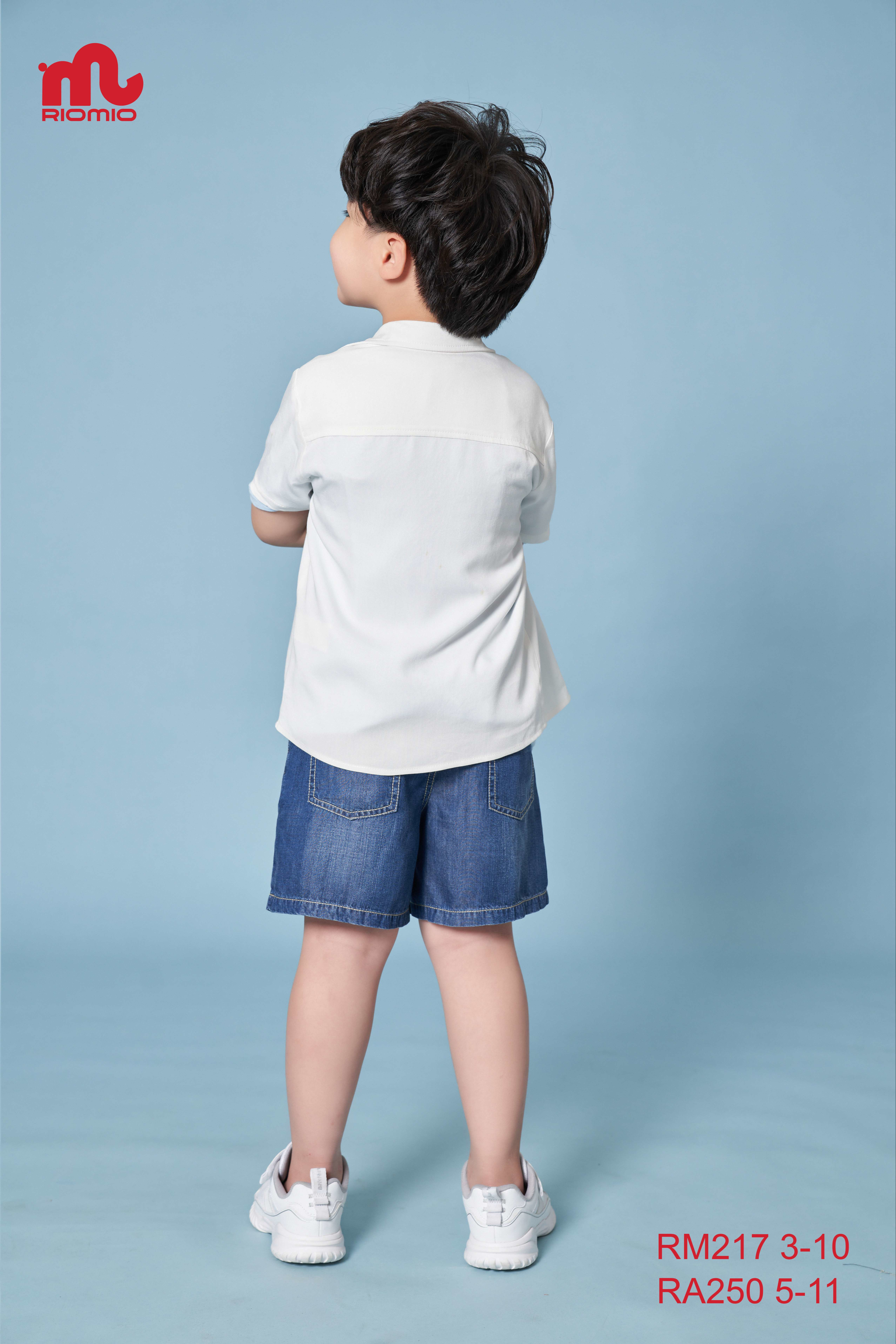 Áo sơ mi cộc tay Uranus dáng cơ bản bé trai size 8/9