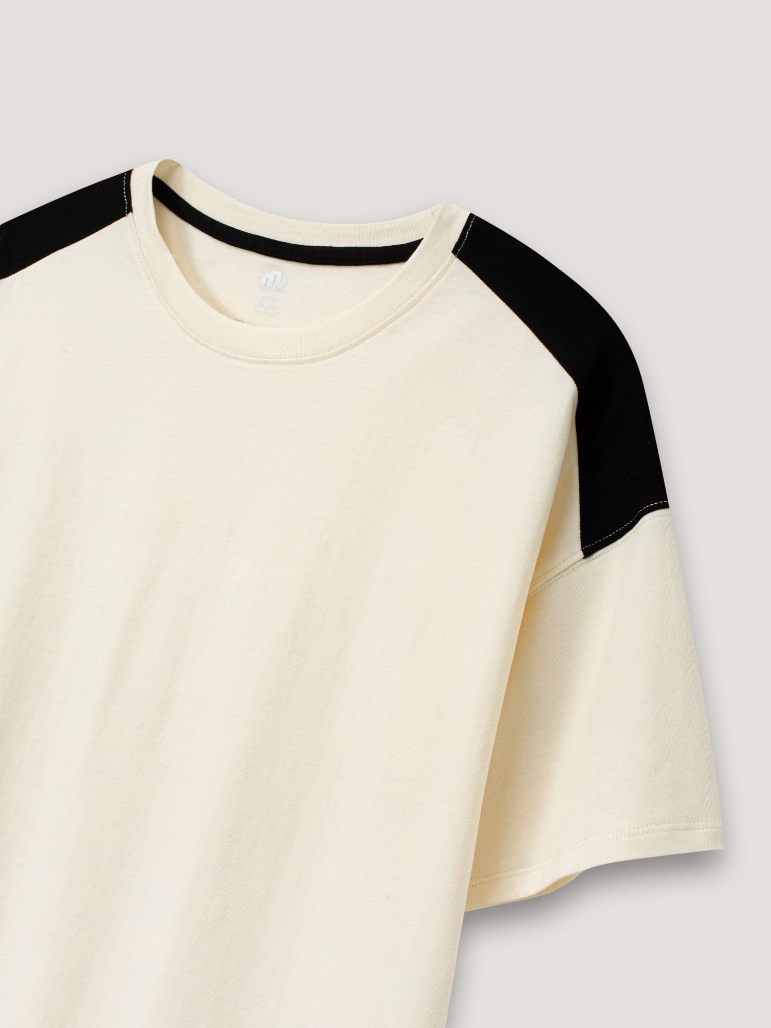 Áo phông cotton tay trễ phối màu vai bé trai 8–13 tuổi