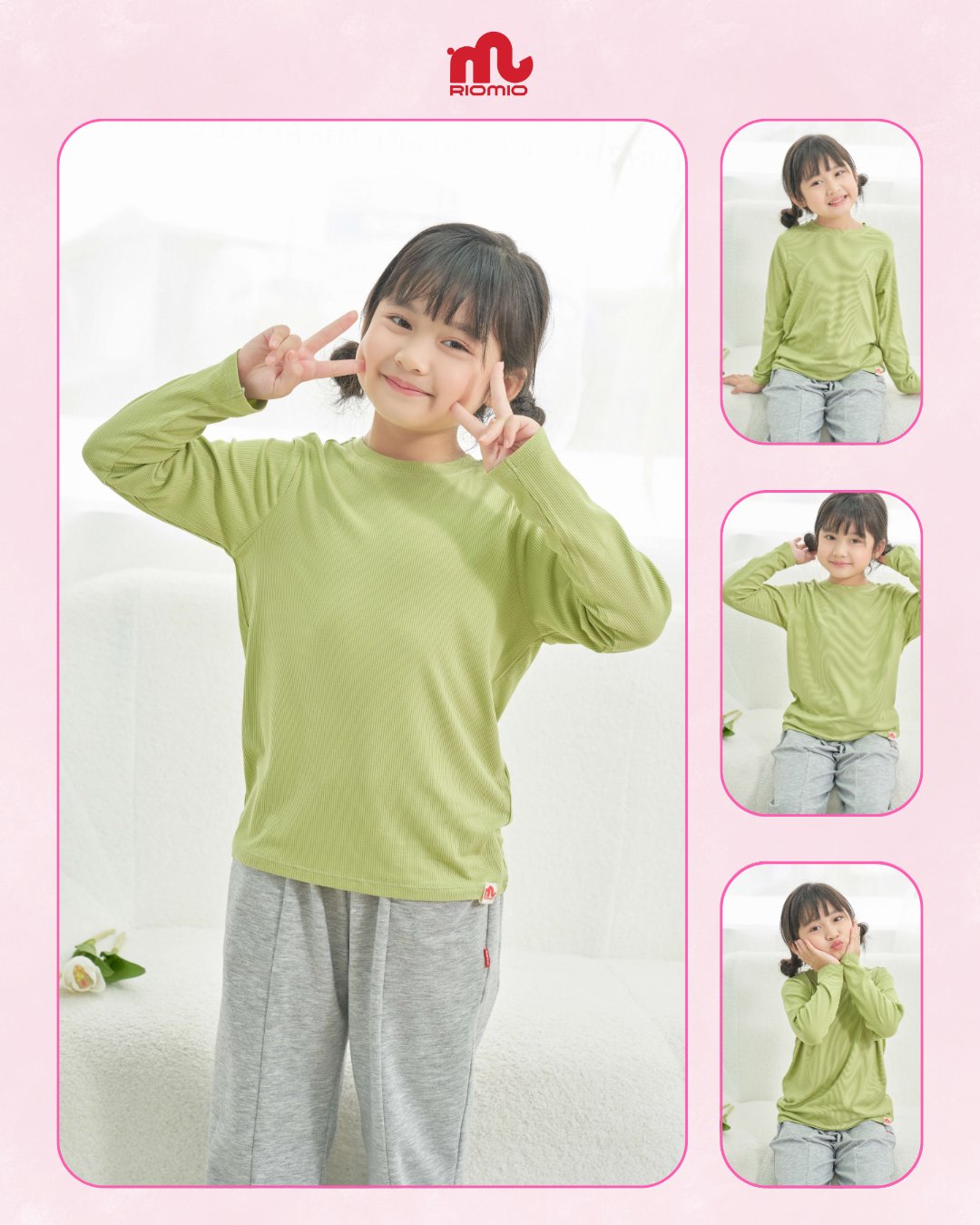 Áo giữ nhiệt cotton tăm Mila bé gái size 3/4