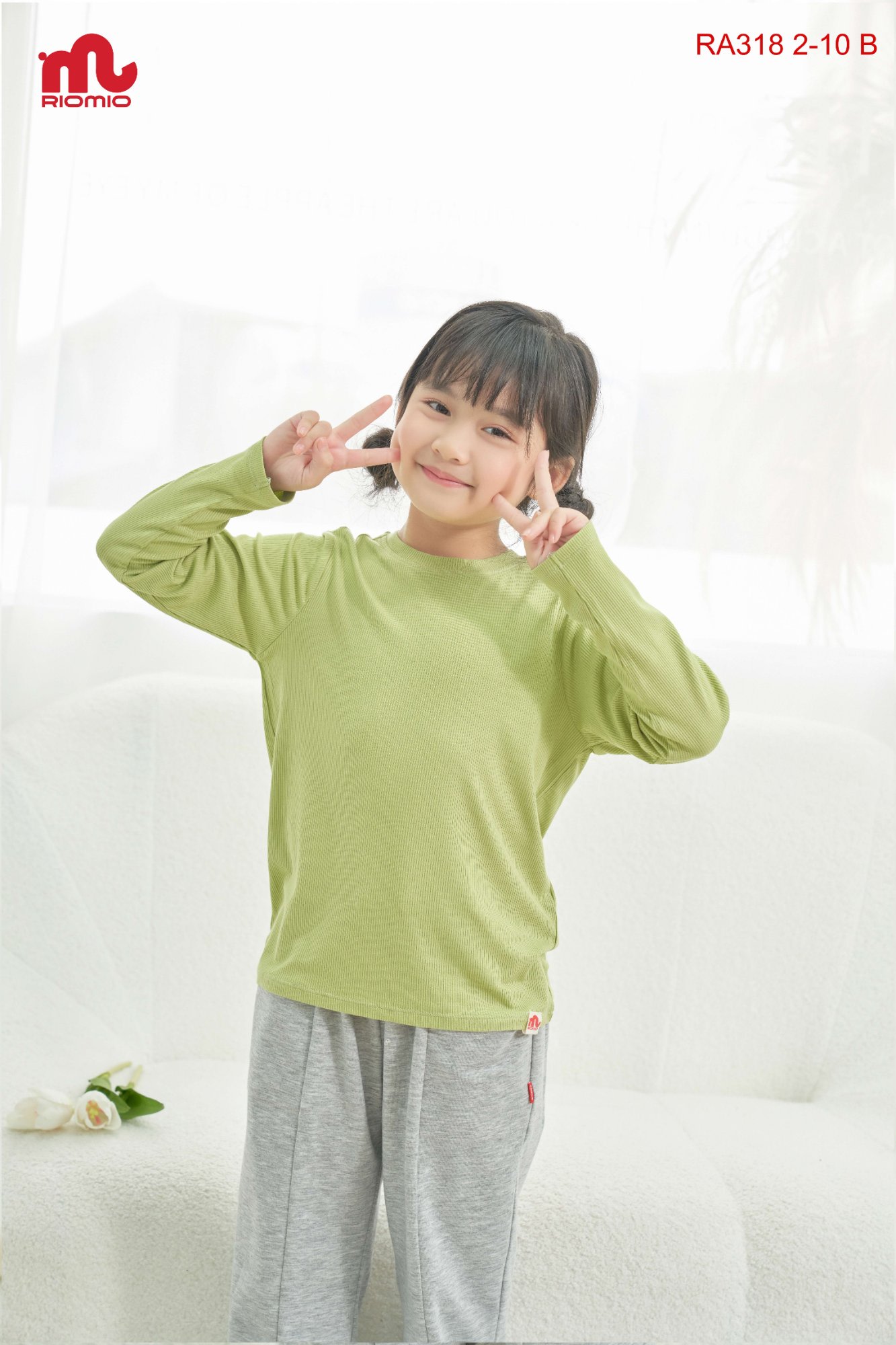 Áo giữ nhiệt cotton tăm Mila bé gái size 3/4