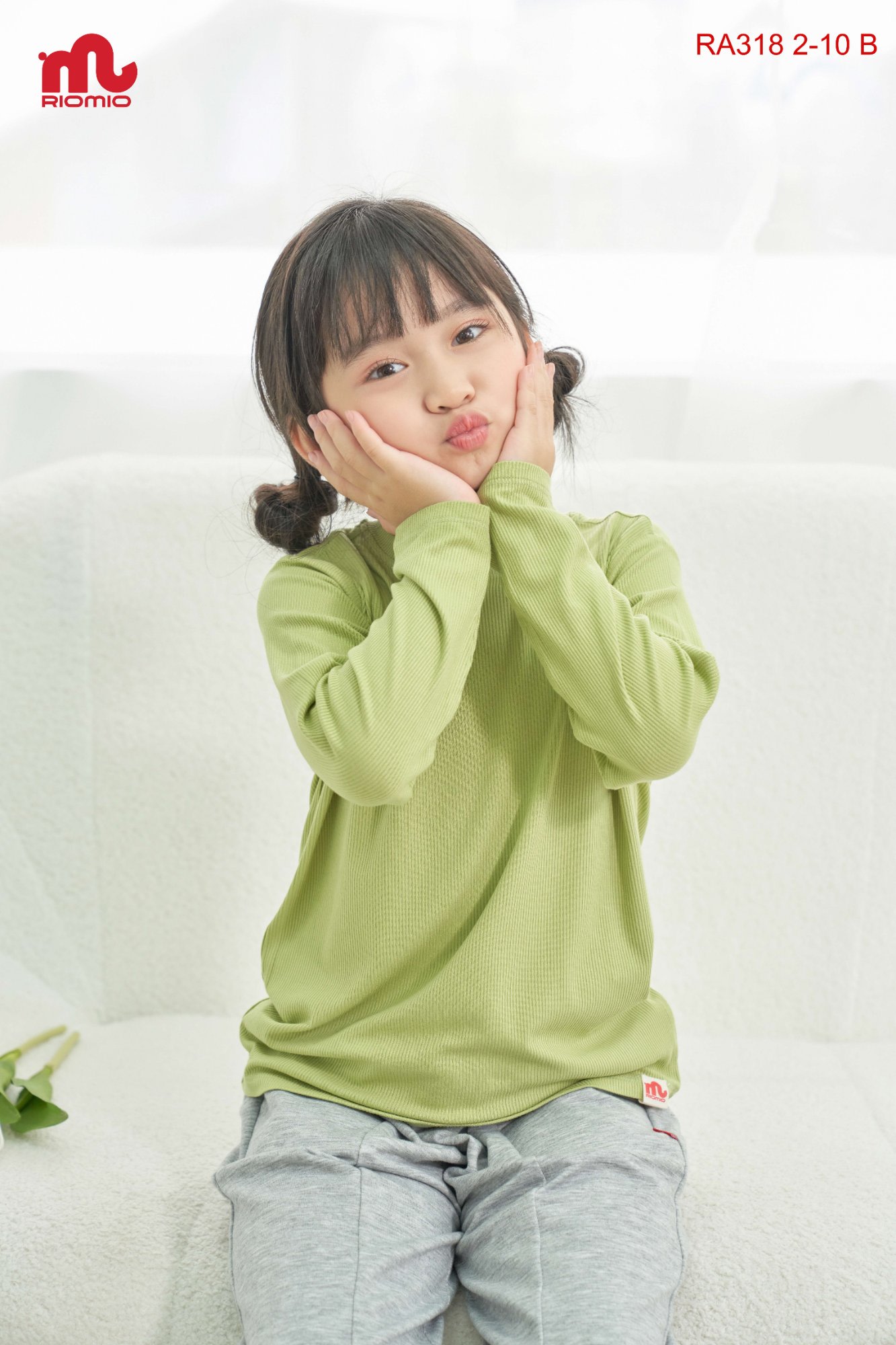 Áo giữ nhiệt cotton tăm Mila bé gái size 3/4