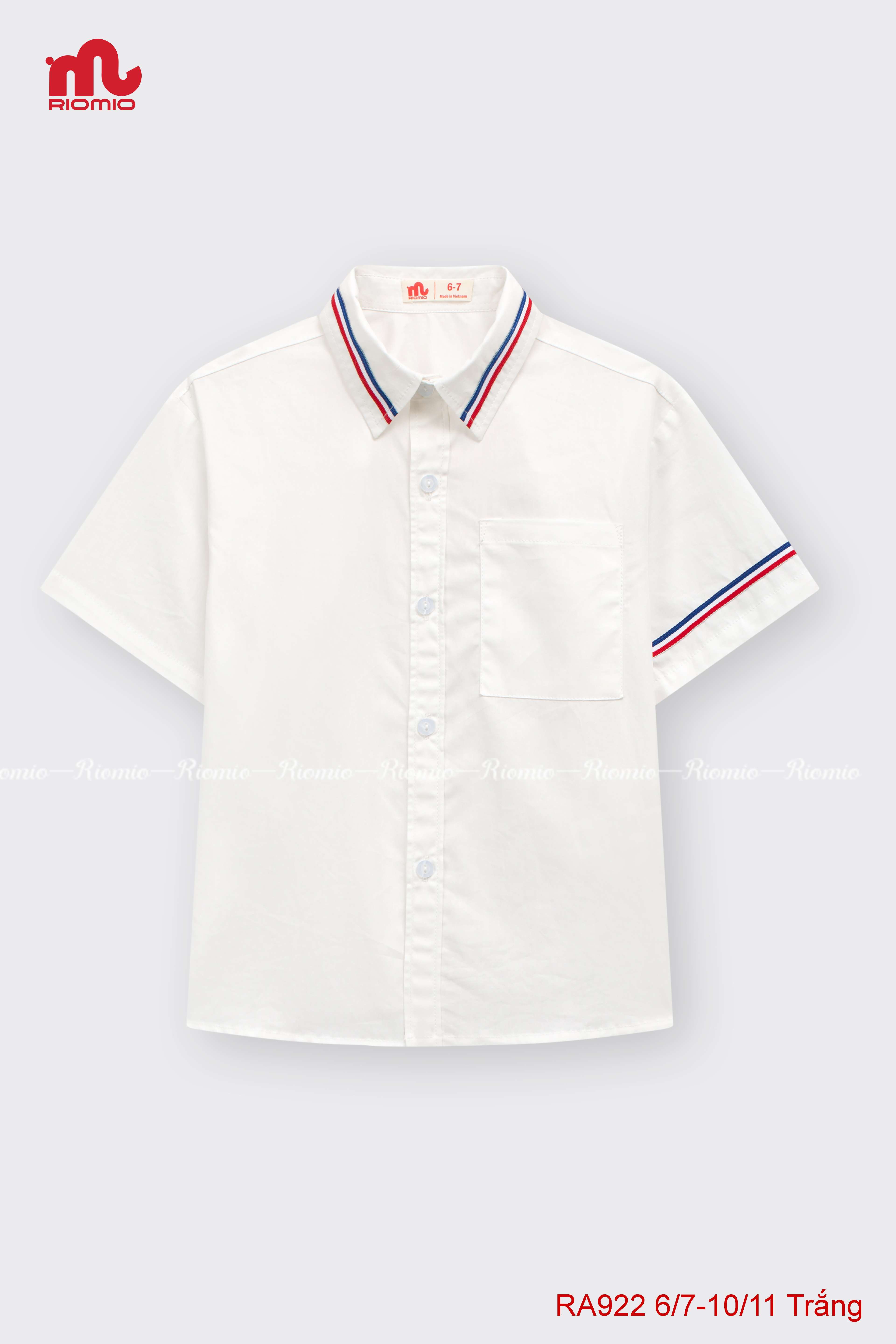 Áo sơ mi cộc tay Calix phối dây dệt bé trai size 6/7