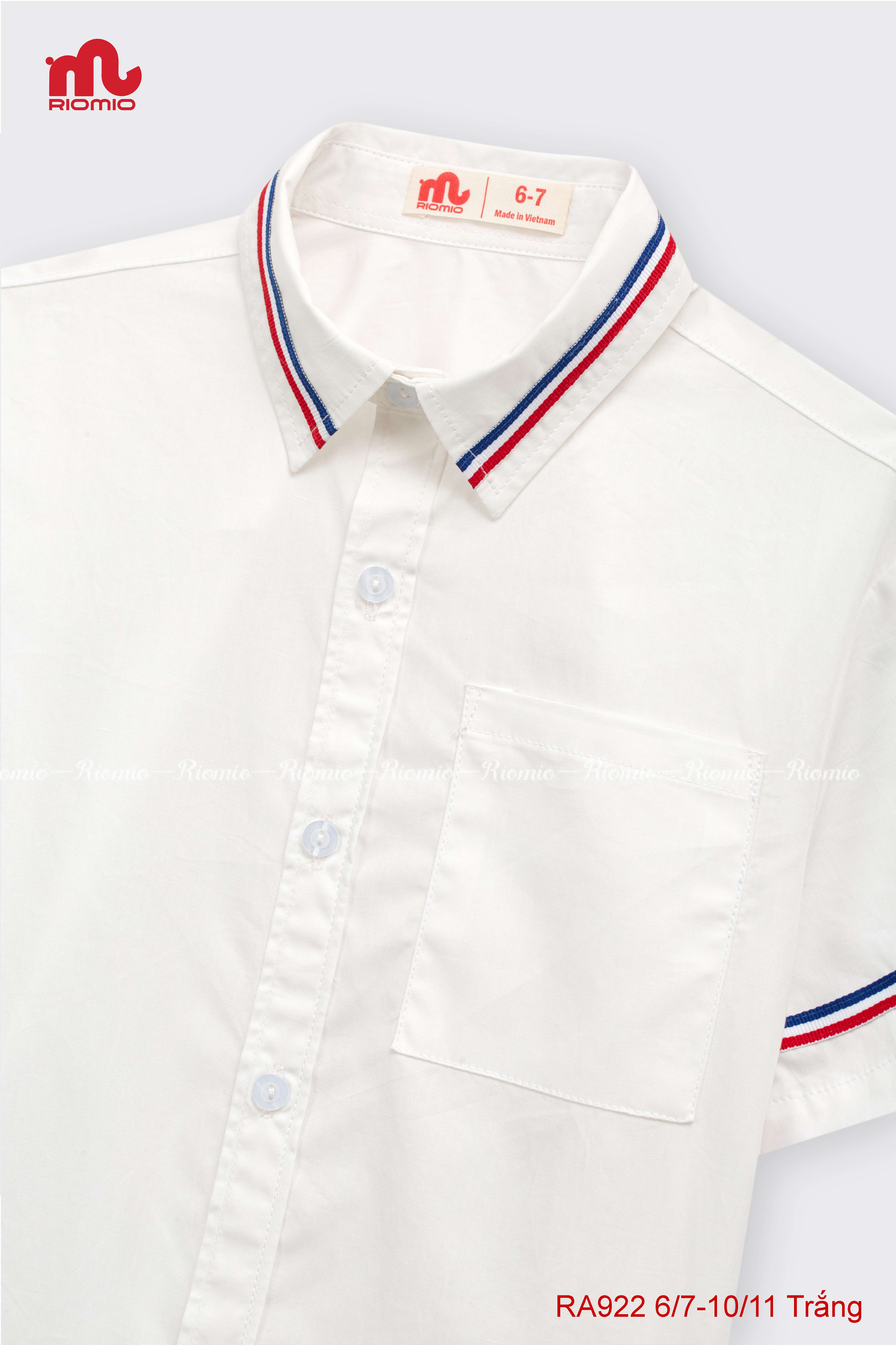 Áo sơ mi cộc tay Calix phối dây dệt bé trai size 6/7
