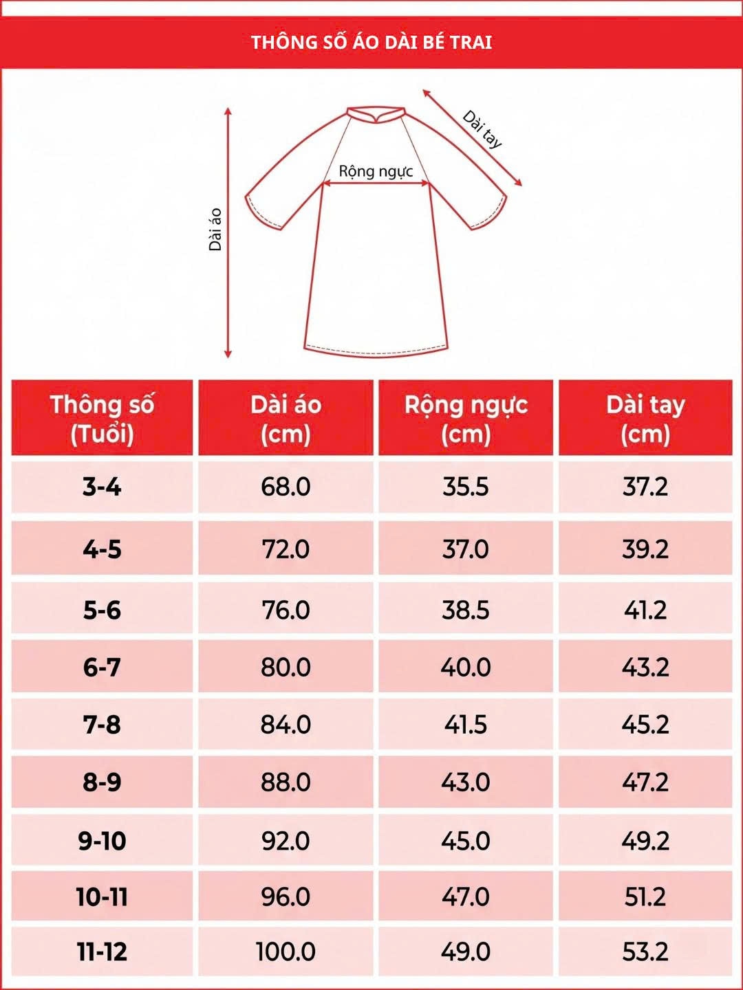 Áo dài Gia Long phối màu khoá giọt lệ bé trai size 6/7